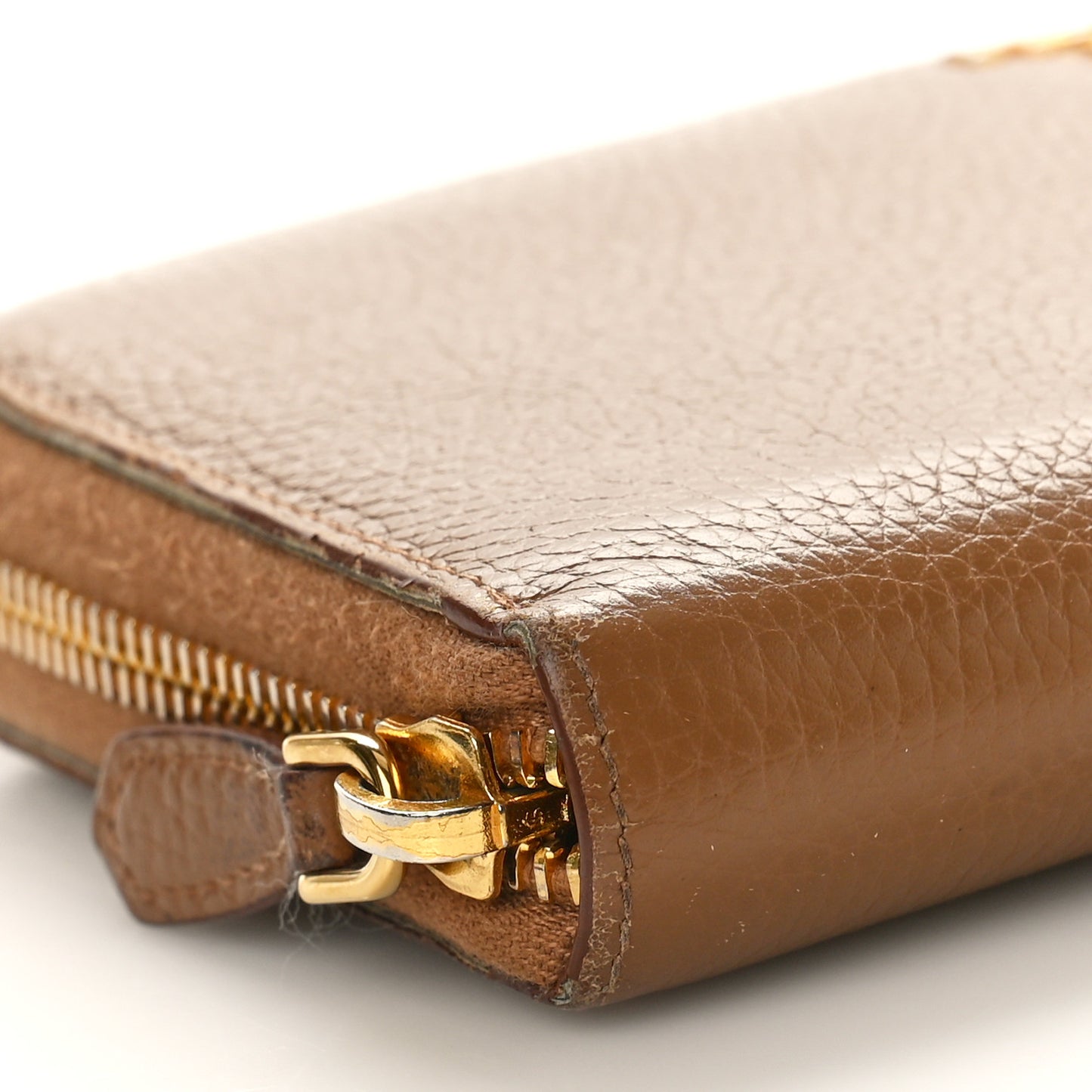 Daino Bi-Color Metal Zip Around Wallet Caramel Papaya
