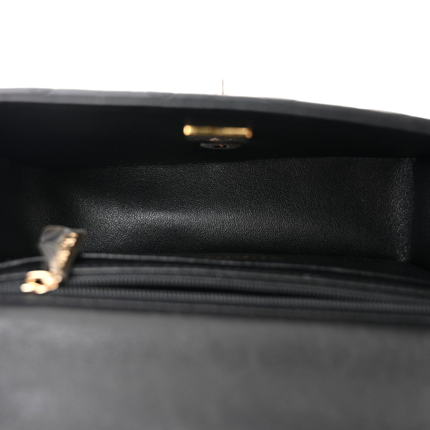Lambskin Quilted Mini Top Handle Rectangular Flap Black
