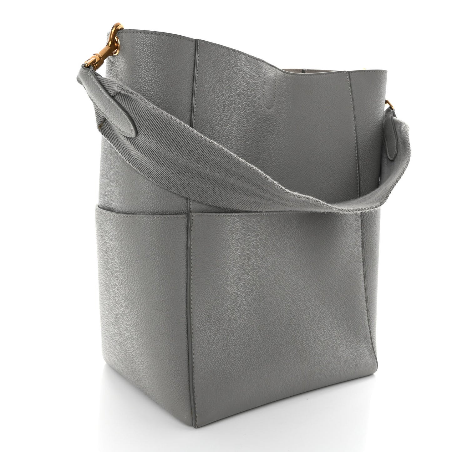 Soft Grained Calfskin Sangle Bucket Bag Cloud