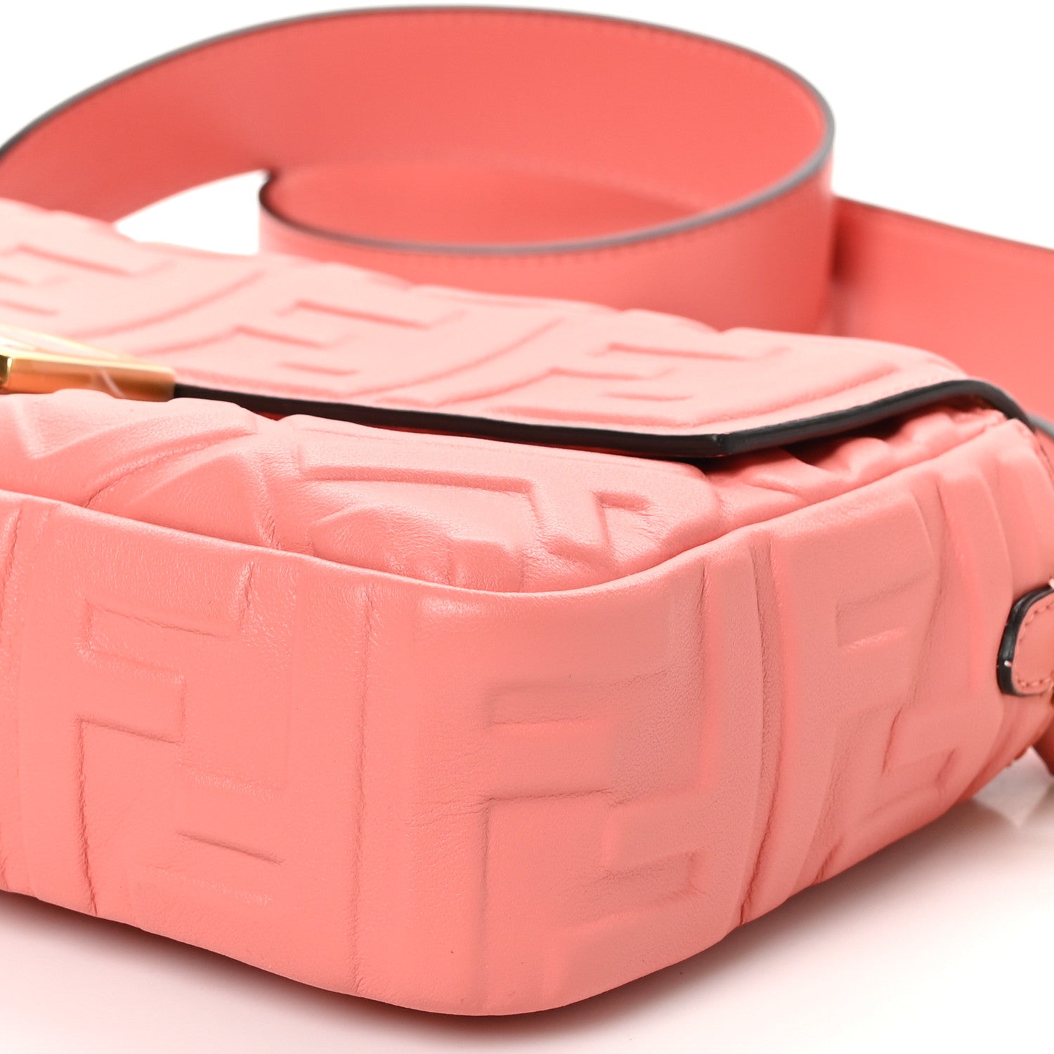 Fendi Nappa FF 1974 Embossed Baguette Rosa Pesca 10 of 10