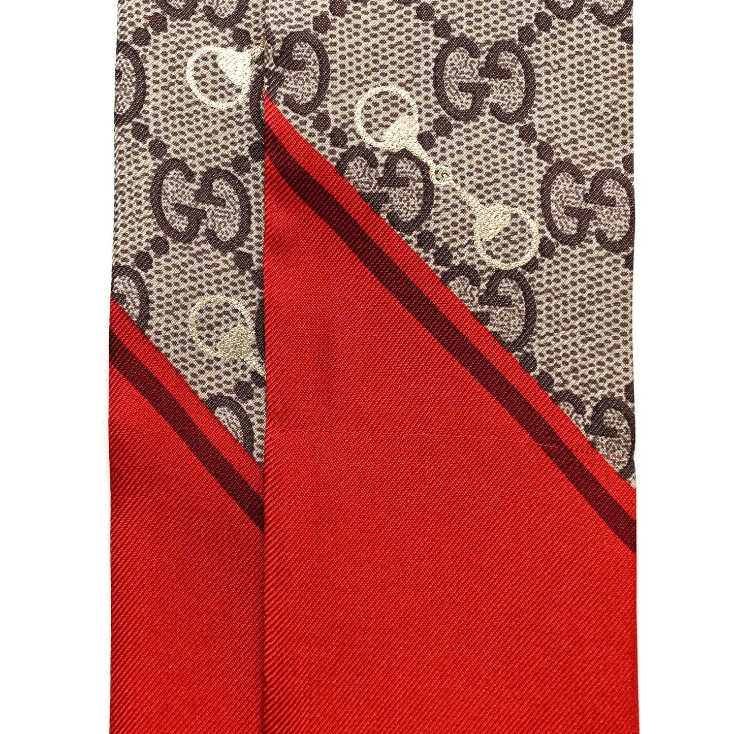 Silk Twill GG Monogram Gold Horsebity Neck Bow Scarf Flame