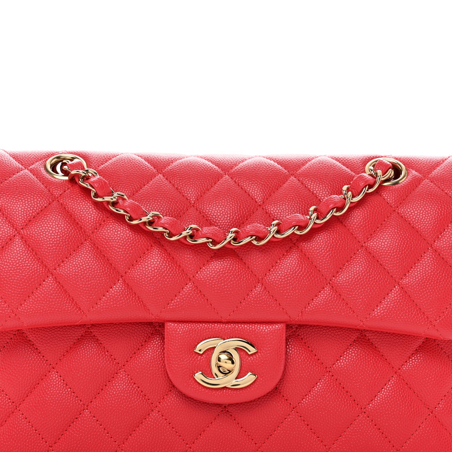 Caviar Quilted Small Double Flap Red