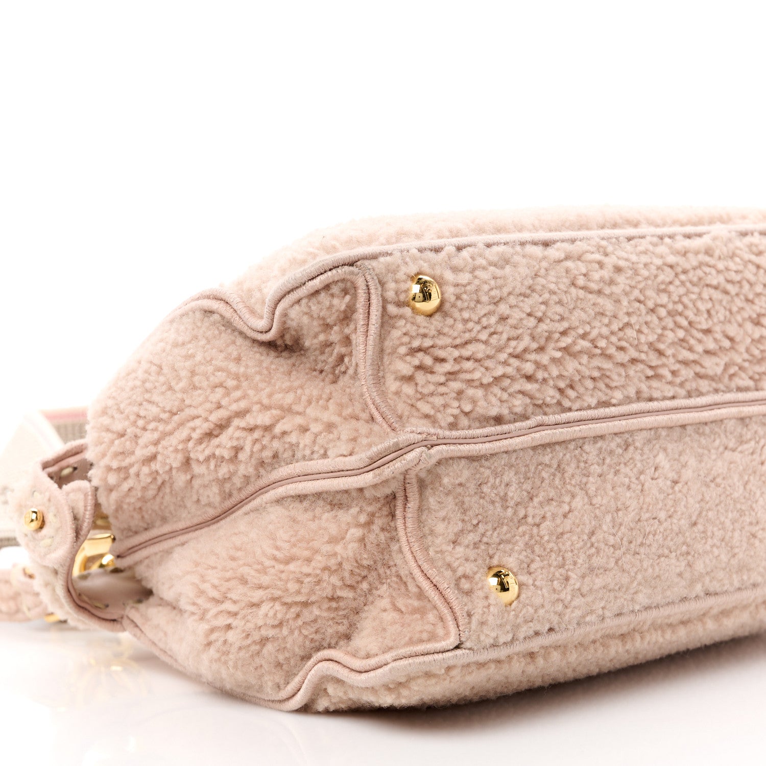 Fendi Curly Shearling Shiny Nappa Small Peekaboo I SEE U Satchel Rosa Plaster 10 of 11