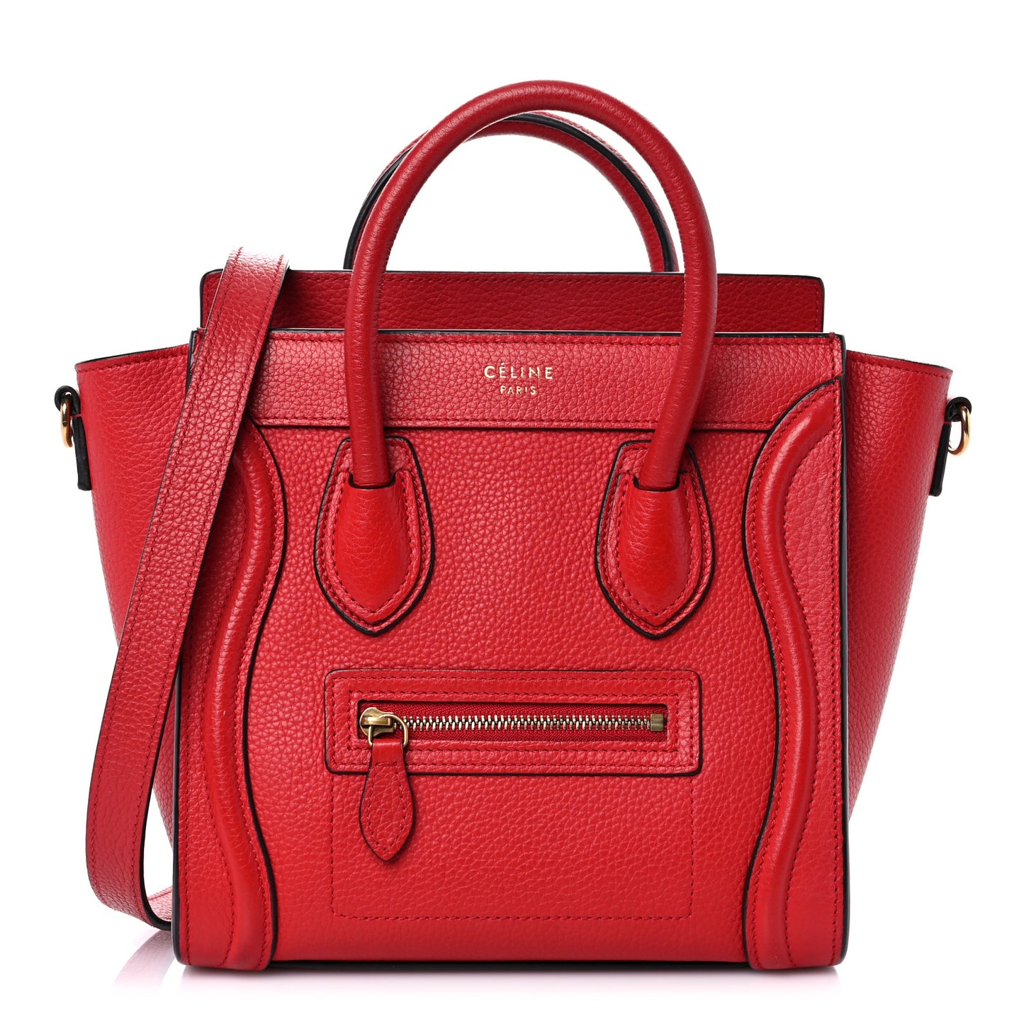 Drummed Calfskin Nano Luggage Coquelicot