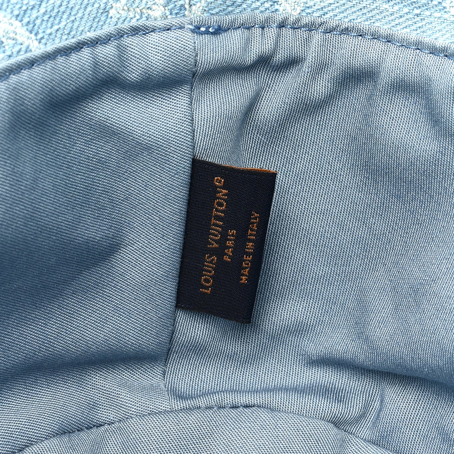 Monogram Denim Fringe Bucket Hat Blue