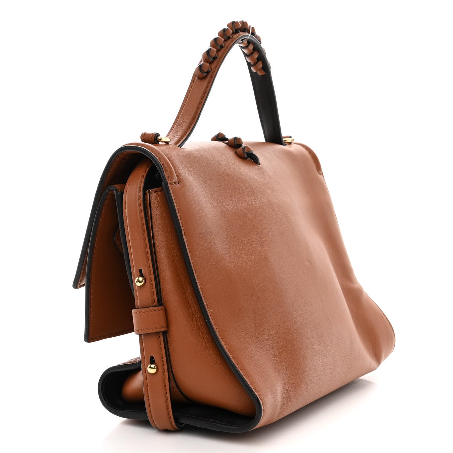 Calfskin Braided The Small The Story Shoulder Bag Brown Black