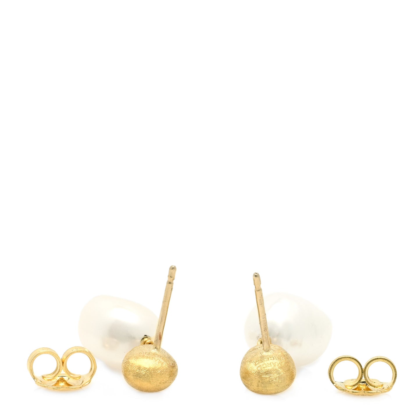 18K Yellow Gold Pearl Africa Drop Earrings