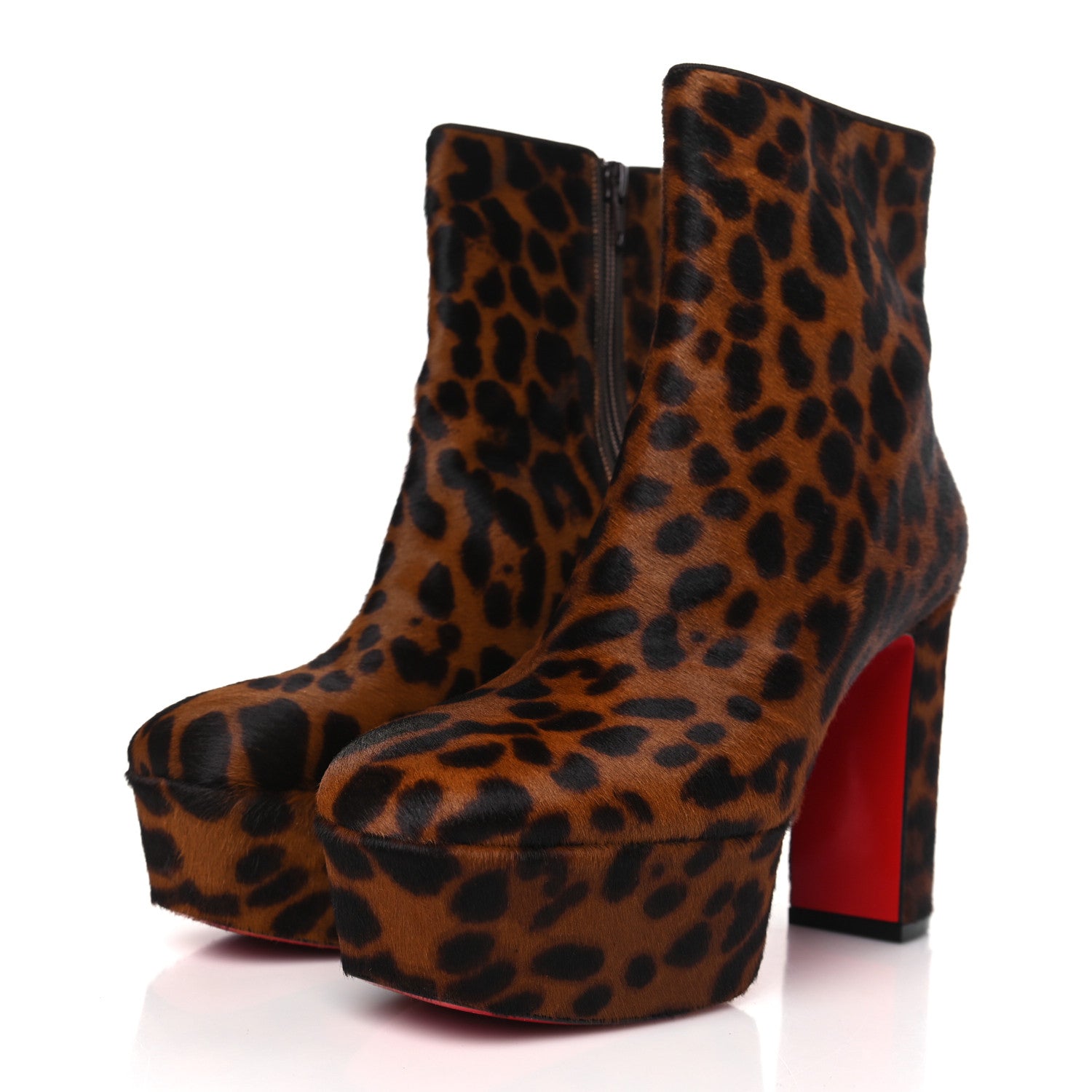 Christian Louboutin Pony Hair Leopard Print Protoboot Platform Ankle Boots 37 Brown 4 of 7