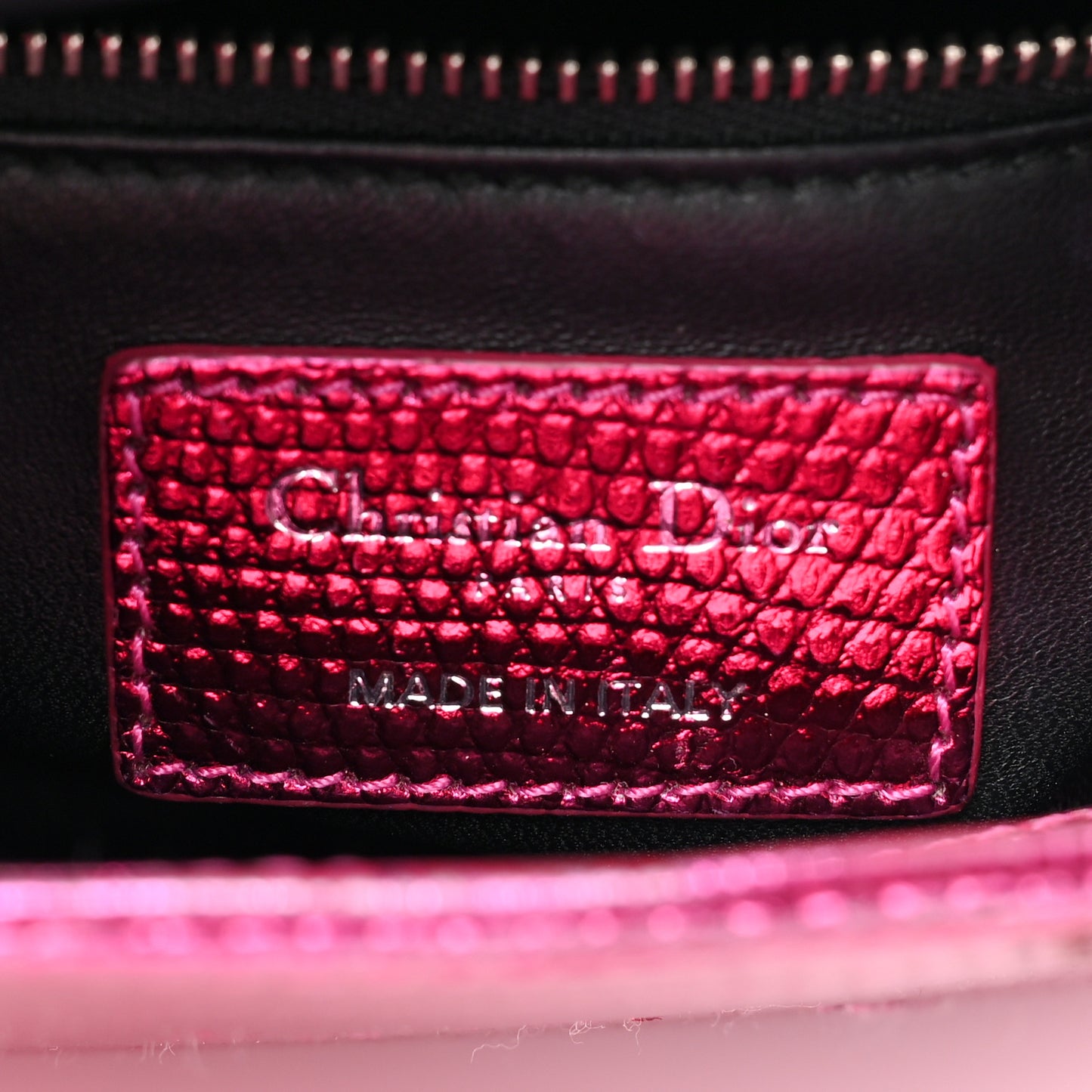 Metallic Lizard Mini Lady Dior Fuchsia
