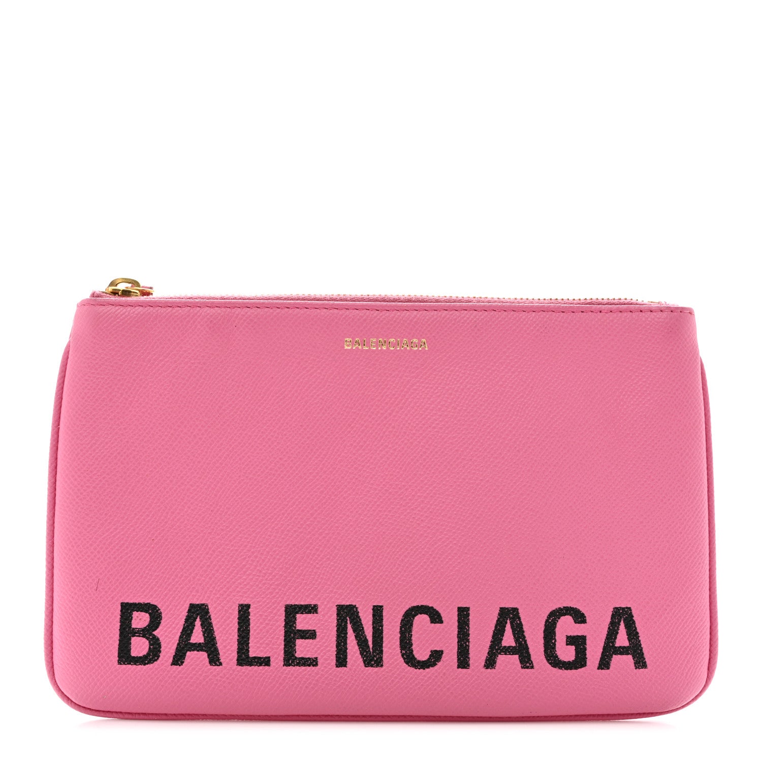 Balenciaga Calfskin Logo Large Zip Pouch Acid Pink 1798734