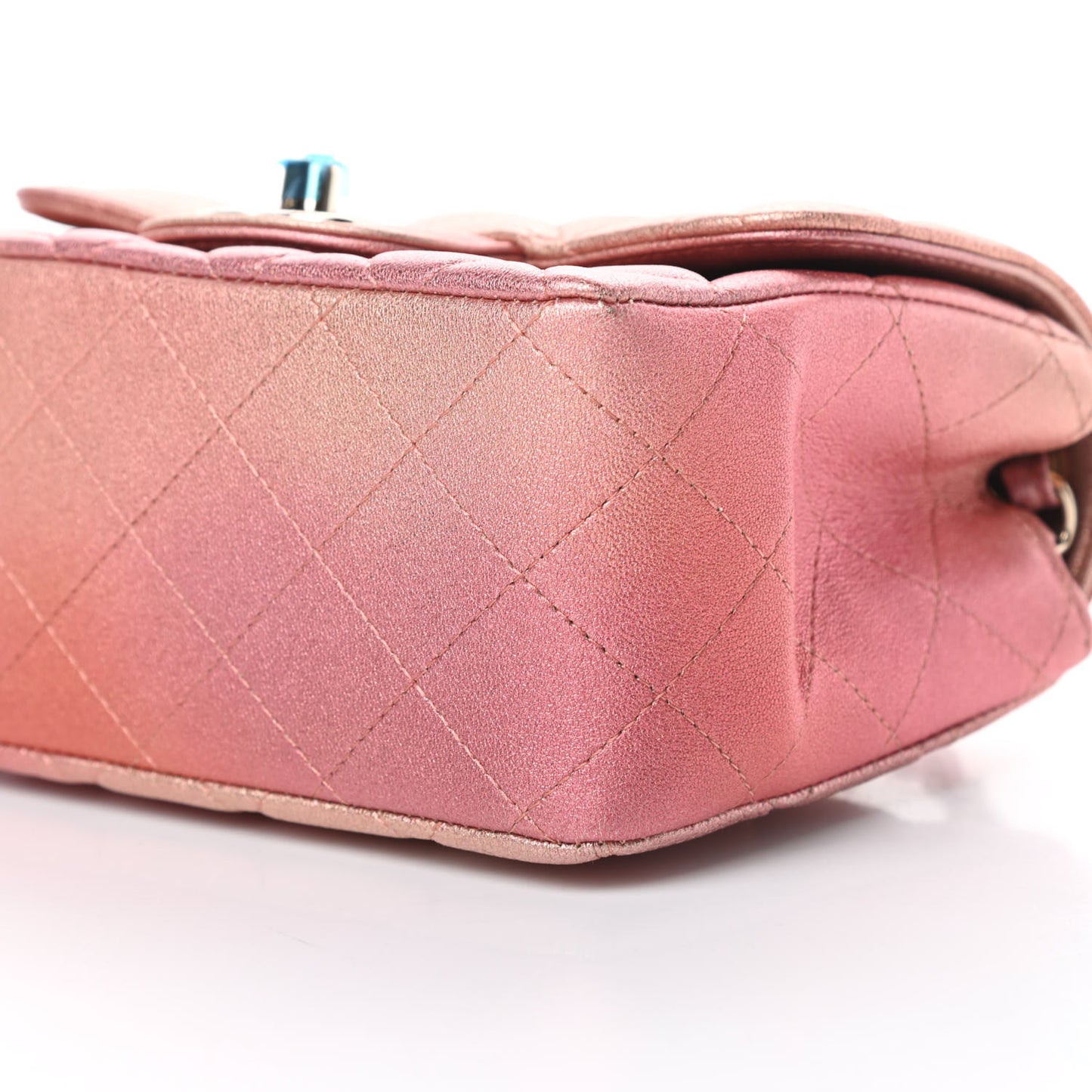 Metallic Lambskin Quilted Ombre Mini Square Flap Pink