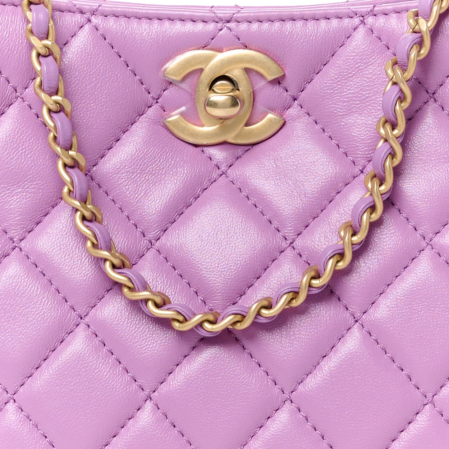 Lambskin Quilted Small Pearl Crush Hobo Purple