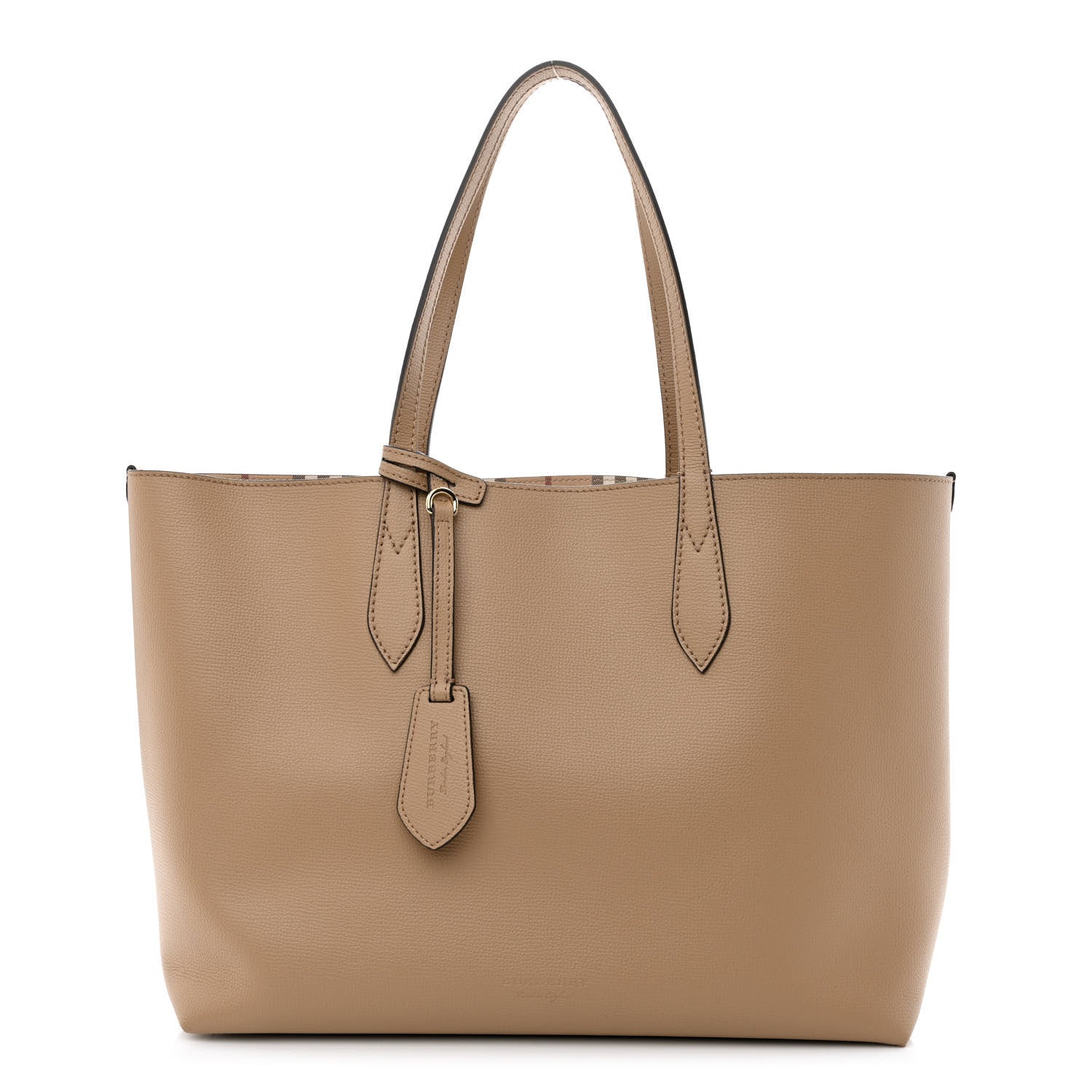 Burberry Grainy Calfskin Haymarket Check Medium Reversible Tote