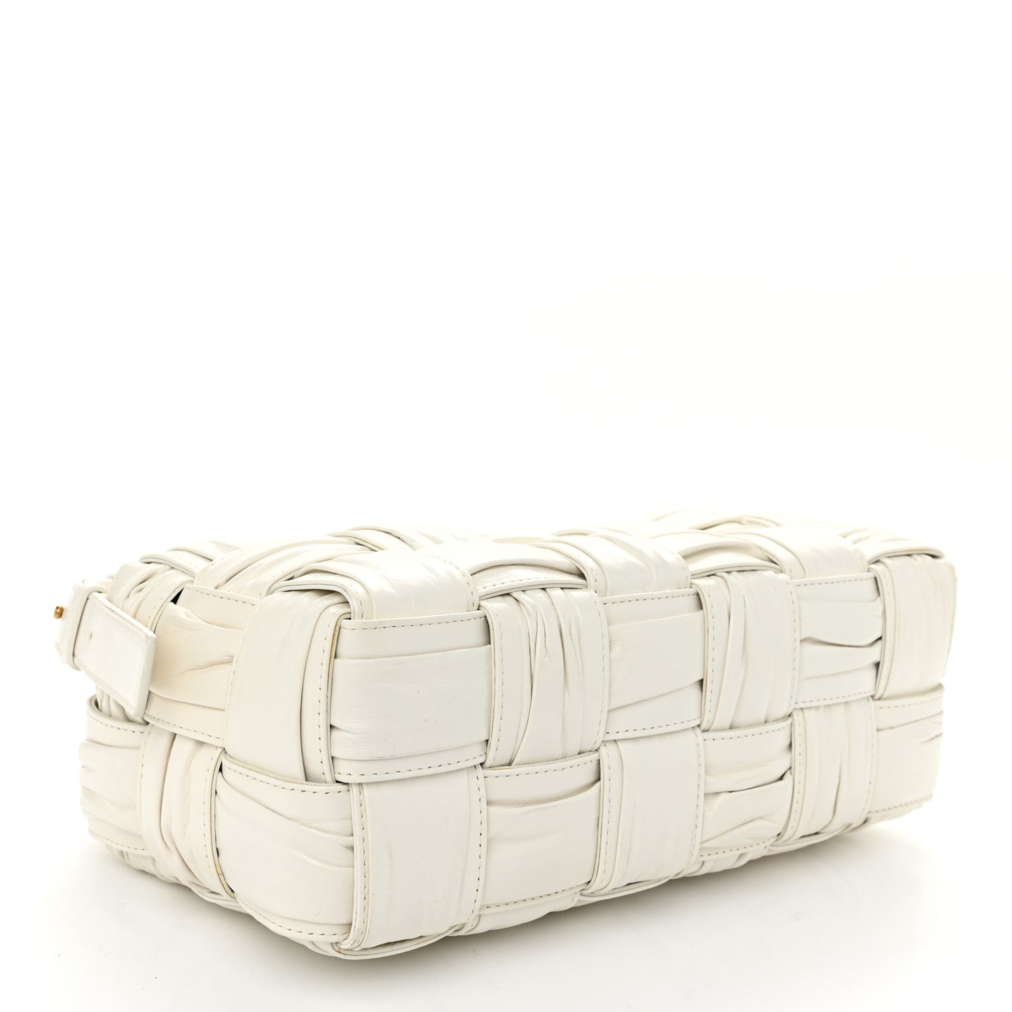 Calfskin Intreccio Plisse Camera Bag White
