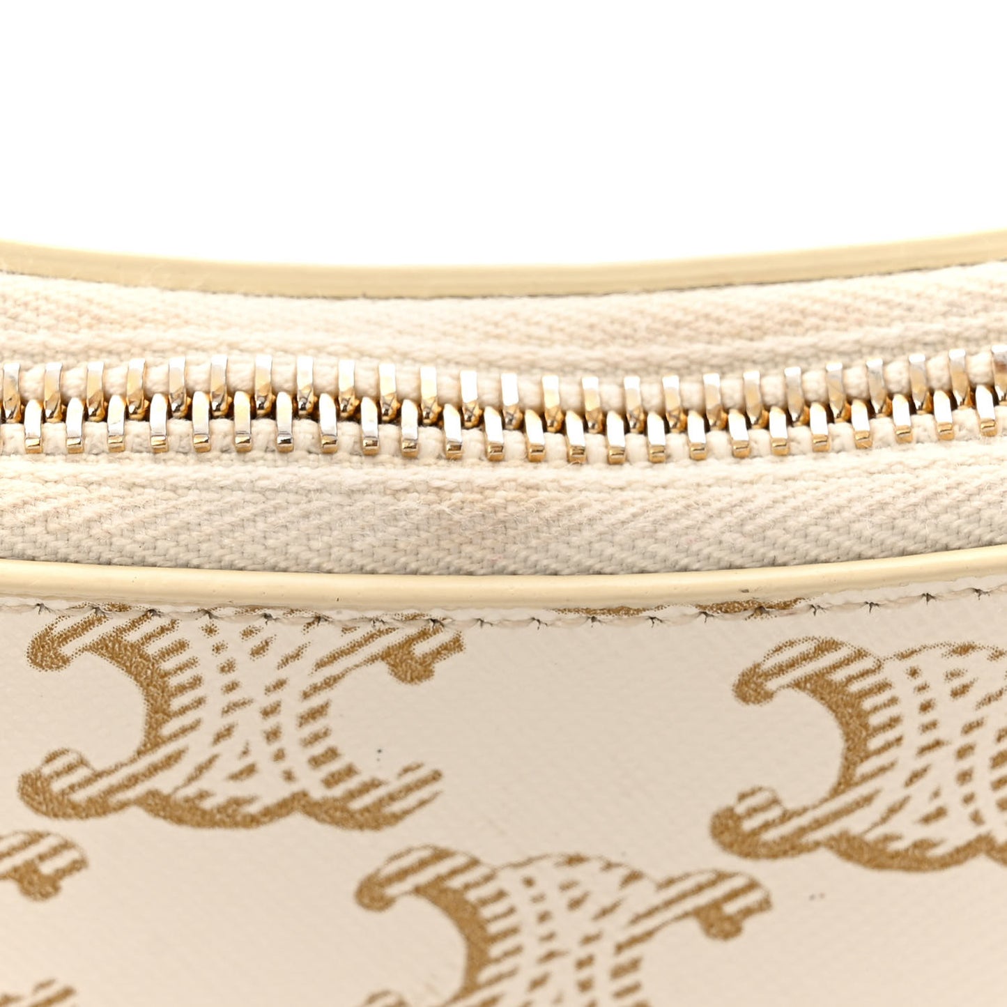 Canvas Calfskin Ava Triomphe Shoulder Bag White