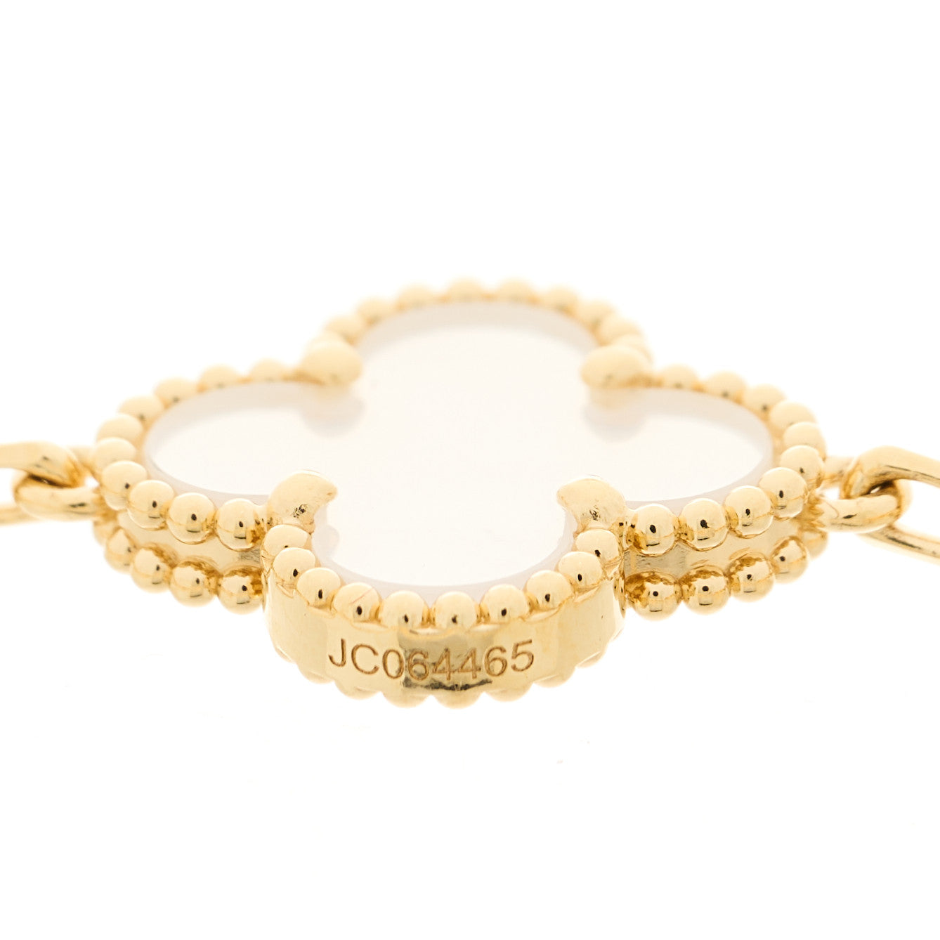 18K Yellow Gold Rock Crystal 5 Motifs Vintage Alhambra Bracelet