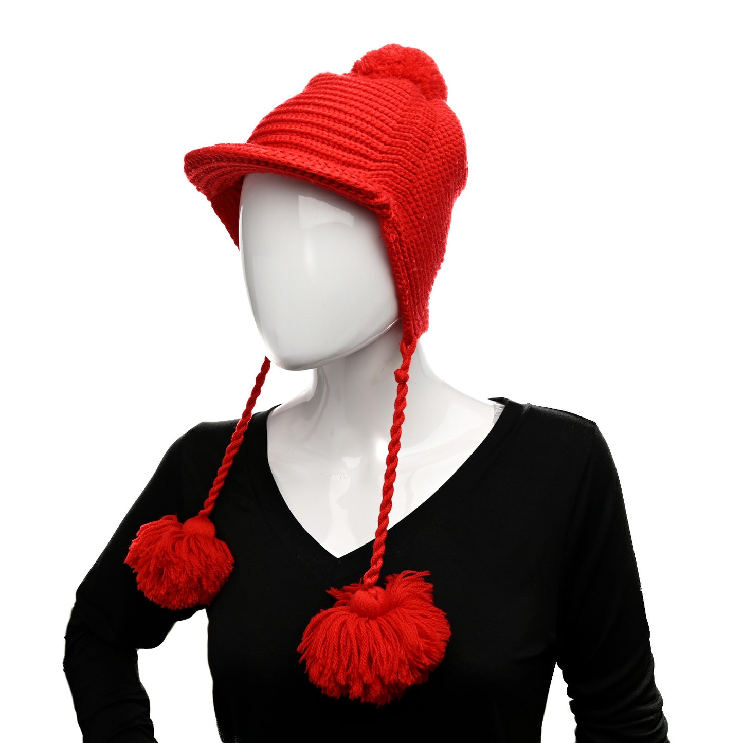 Wool Hat With Tassels M Red