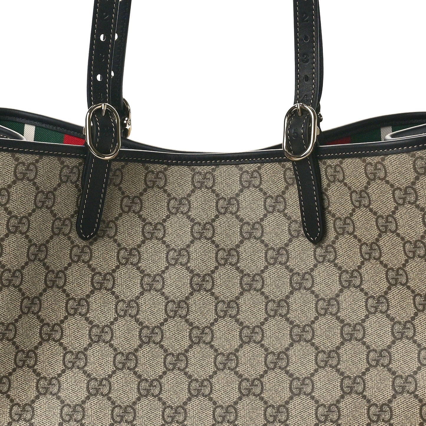 GG Supreme Monogram Emblem Medium Tote Bag Beige Black