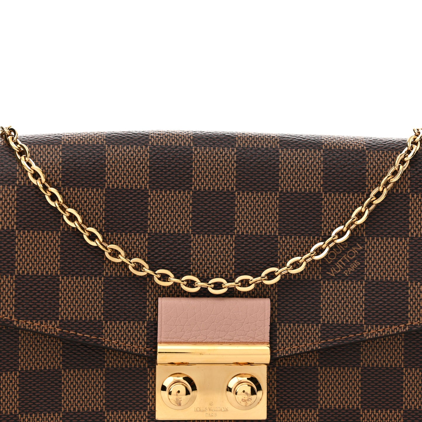 Damier Ebene Croisette Chain Wallet Magnolia