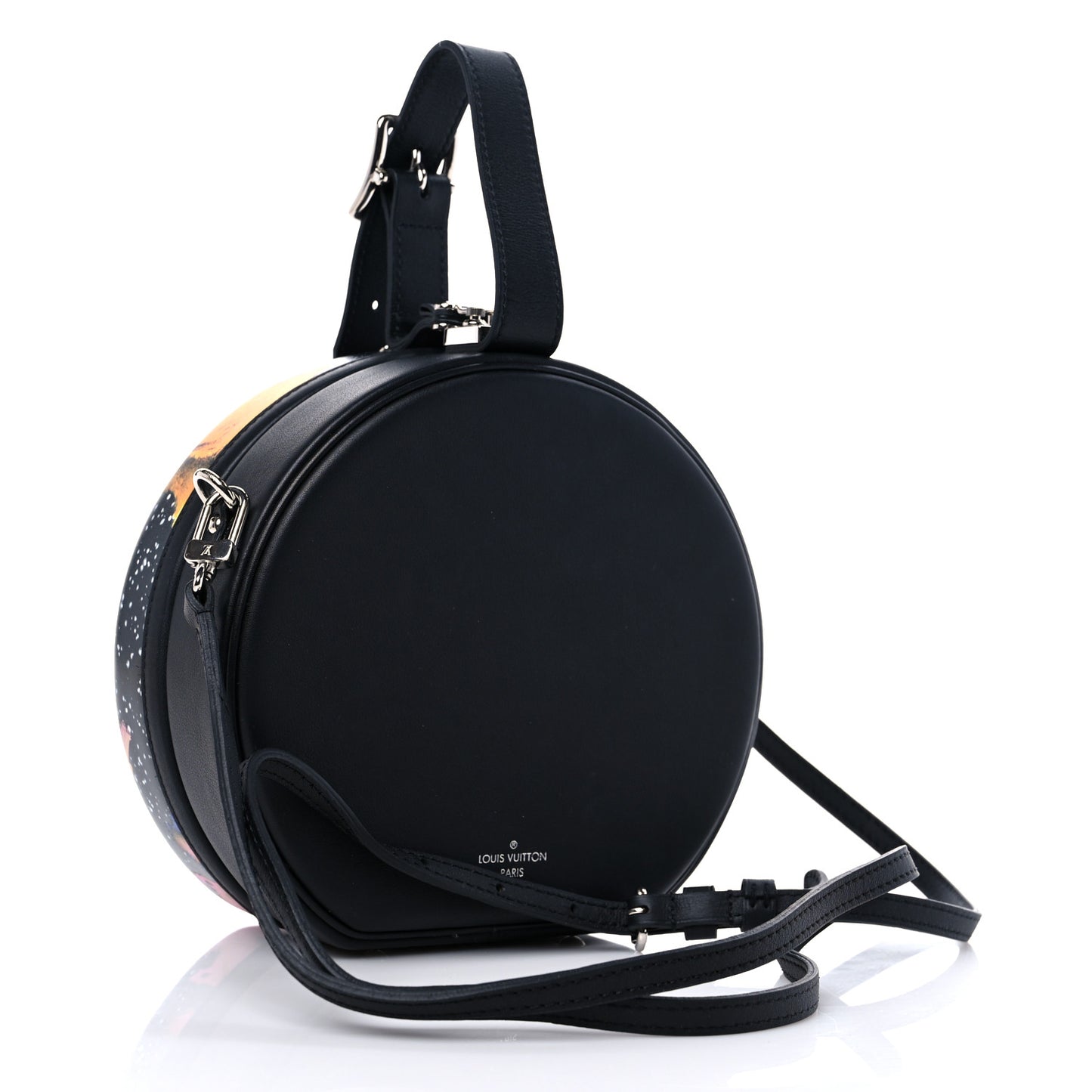 Calfskin Splash Print Petite Boite Chapeau Black