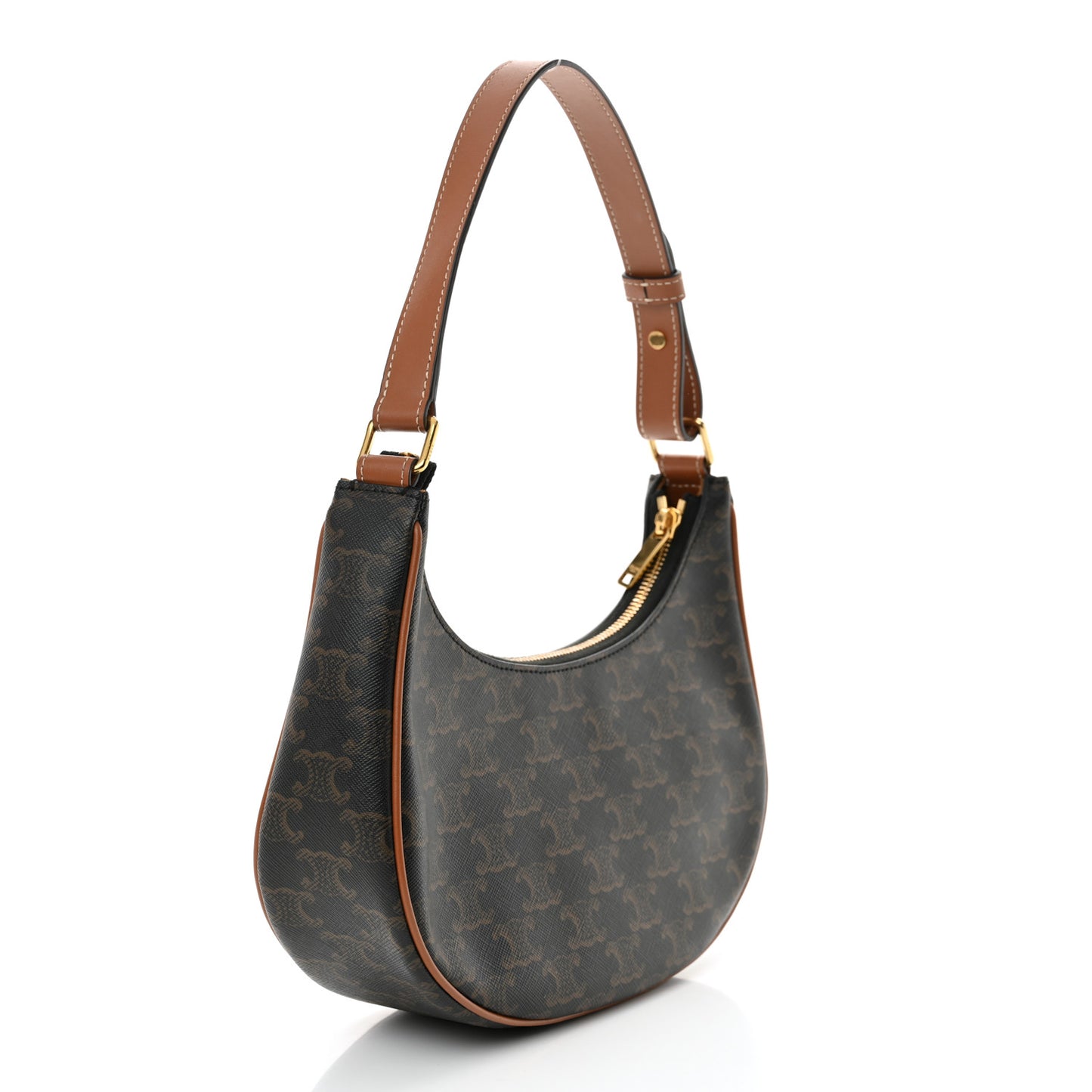 Triomphe Canvas Calfskin Ava Shoulder Bag Tan