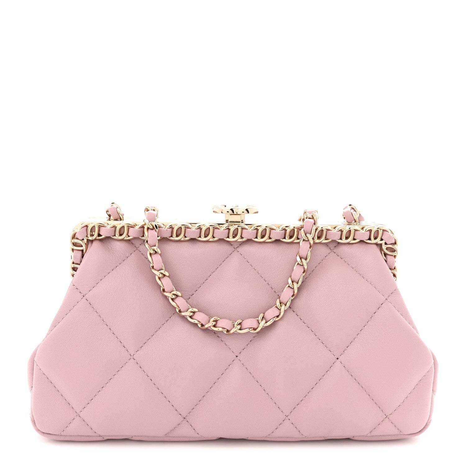 CHANEL ヴィンテージ キルティング クラッチ／クリムゾン） Chanel Lambskin Quilted Chain Frame Clutch Pink 1887108 – FASHIONPHILE