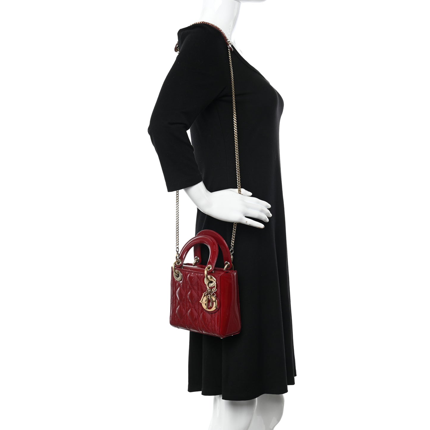 Patent Cannage Mini Lady Dior Red