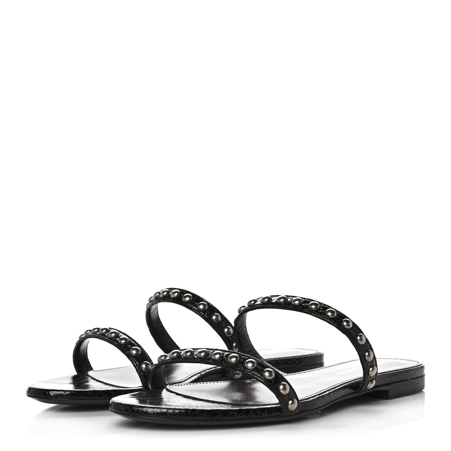 Ayers Snakeskin Embellished Kate Flat Sandals 36 Black