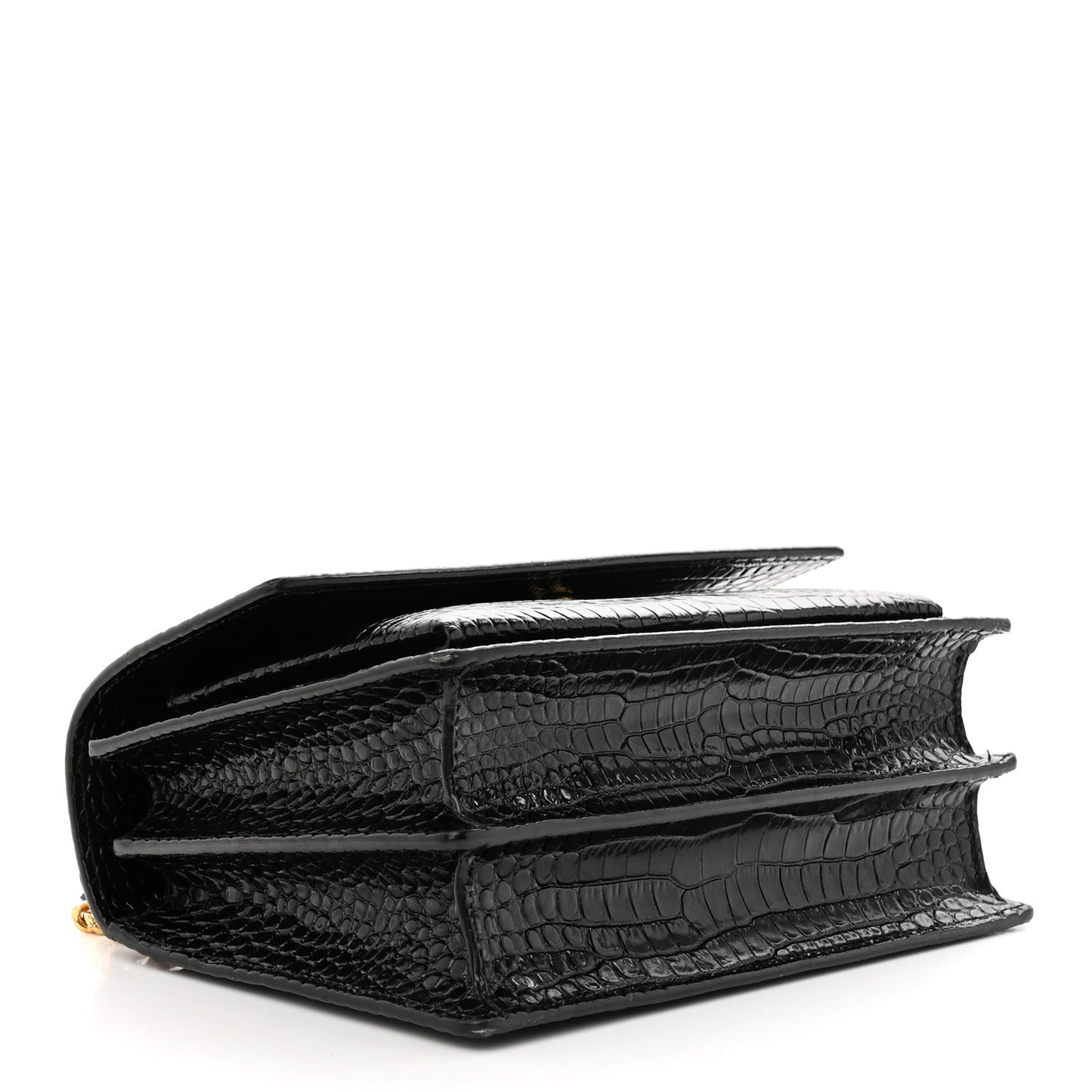 Calfskin Crocodile Embossed Medium Monogram Sunset Black