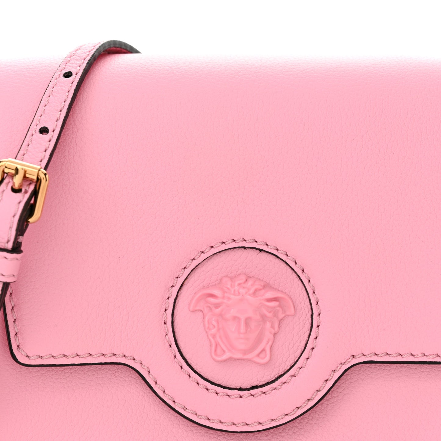 Grained Calfskin La Medusa Shoulder Bag Pink