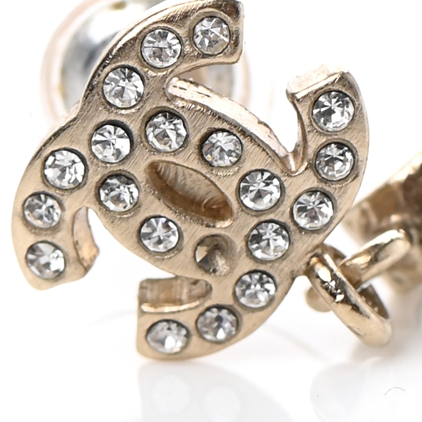 Crystal CC Drop Earrings Gold