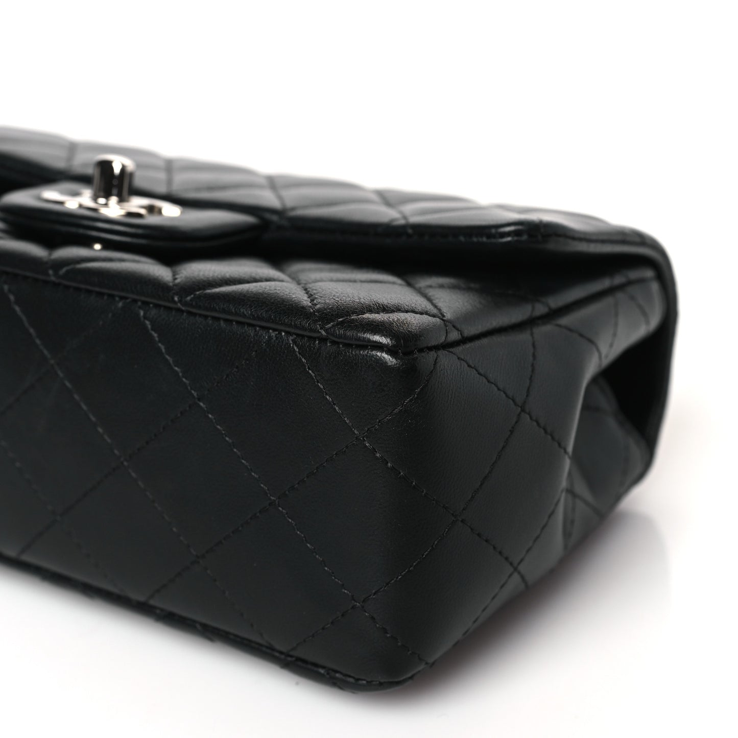 Lambskin Quilted Mini Rectangular Flap Black