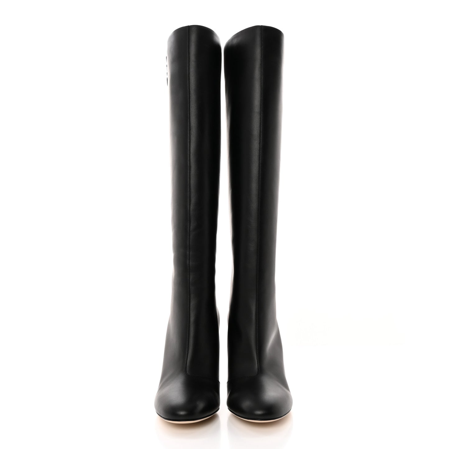 Vitello Karligraphy Embossed Knee High Boots 37 Black