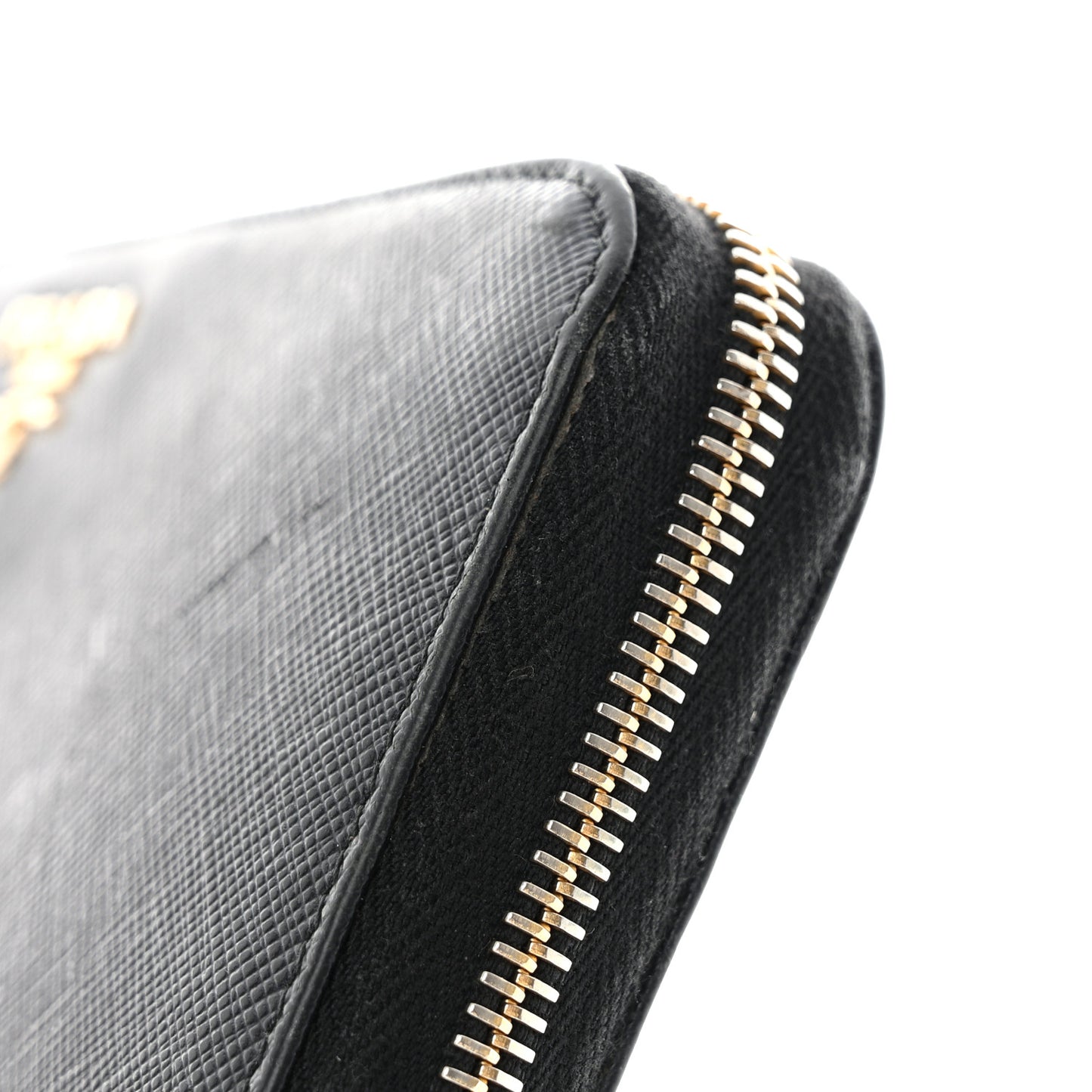 Saffiano Metal Zip Around Wallet Black