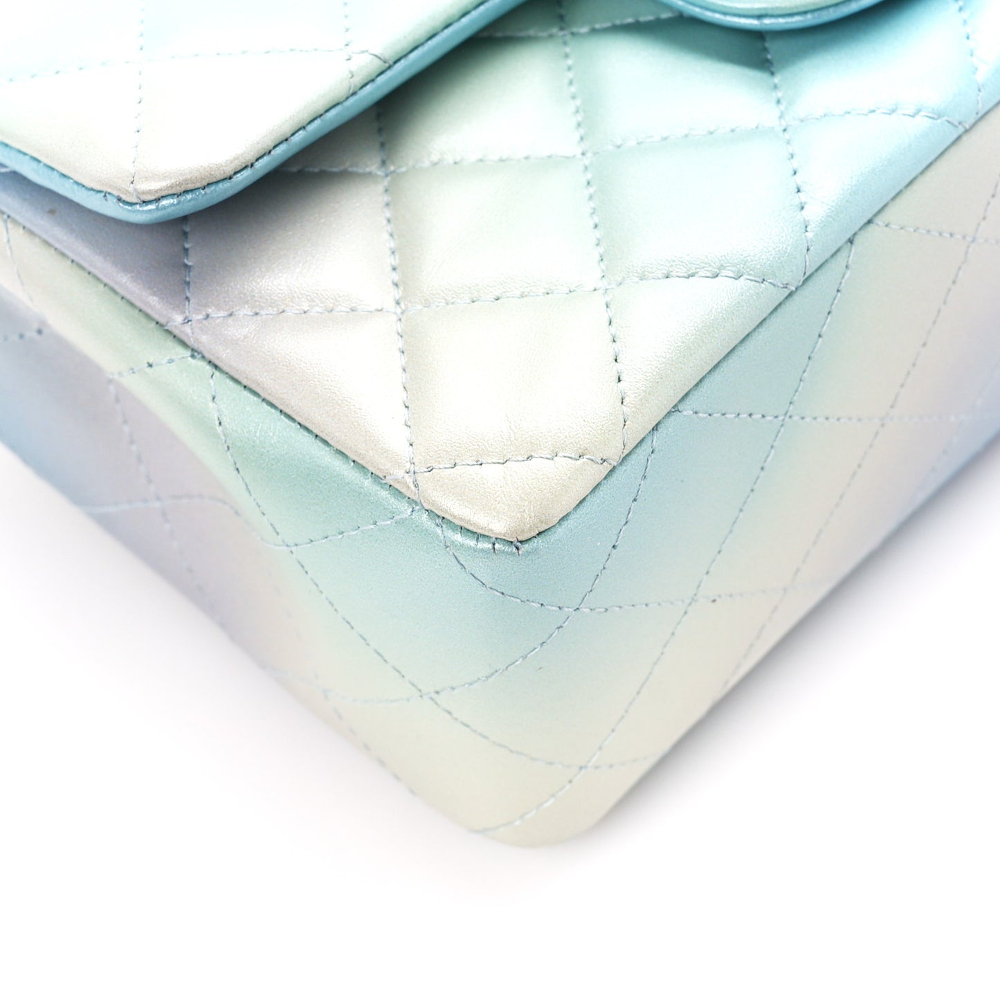 Lambskin Quilted Tie Dye Ombre Mini Rectangular Flap Blue Multicolor