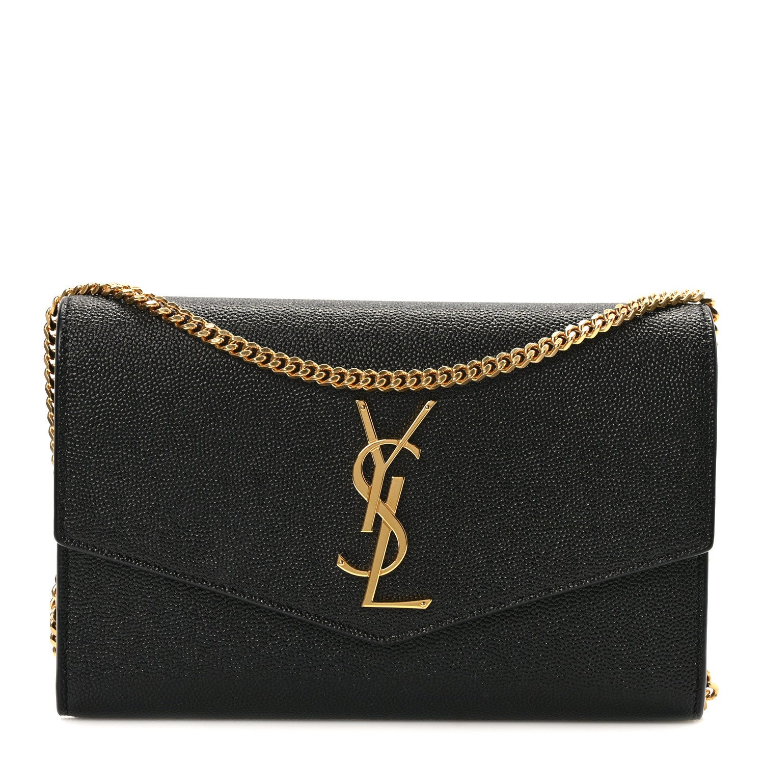 Saint Laurent Grain de Poudre Uptown Chain Wallet Black 1 of 12
