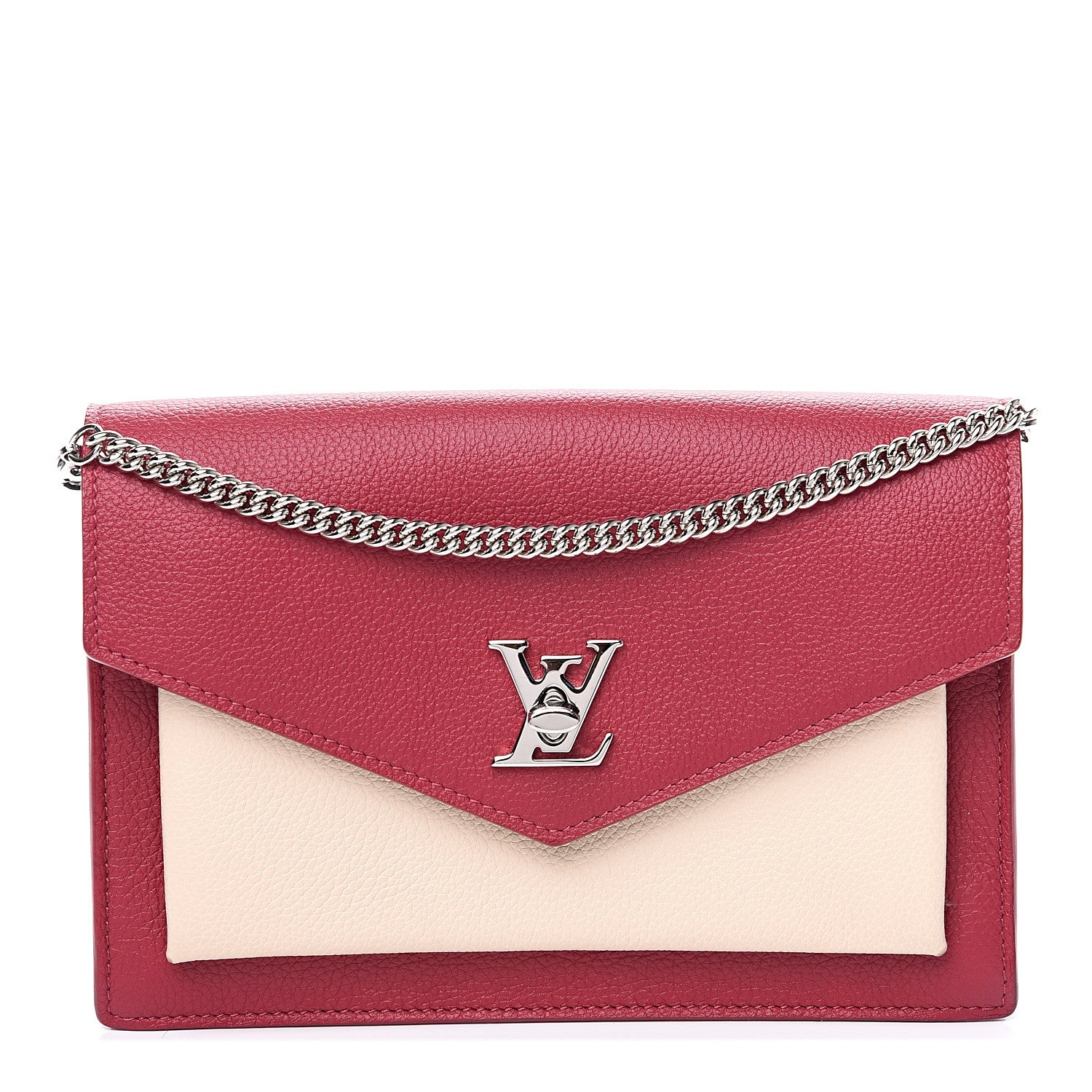 Louis Vuitton Soft Calfskin My Lockme Chain Pochette Lie De Vin Crème 1 of 6