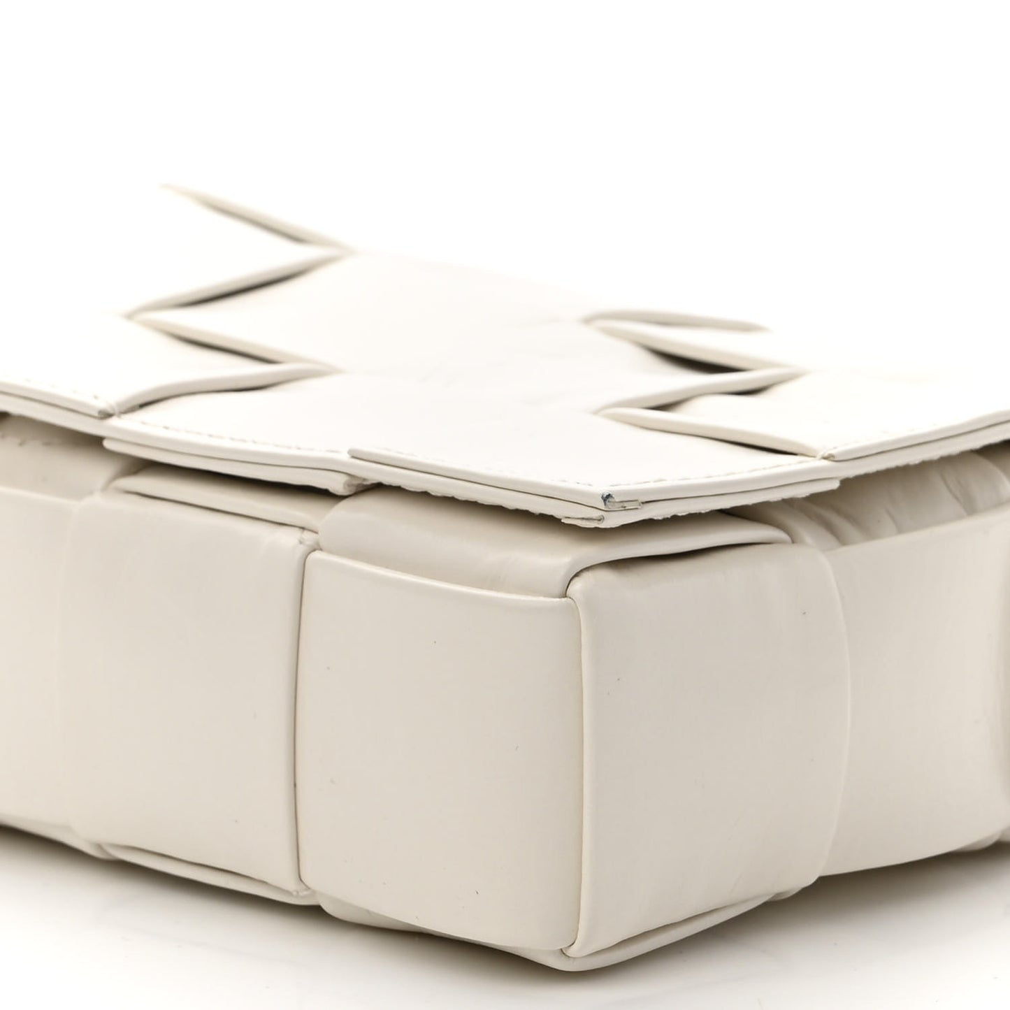 Paper Calfskin Maxi Intreccio Cassette Crossbody Bag White