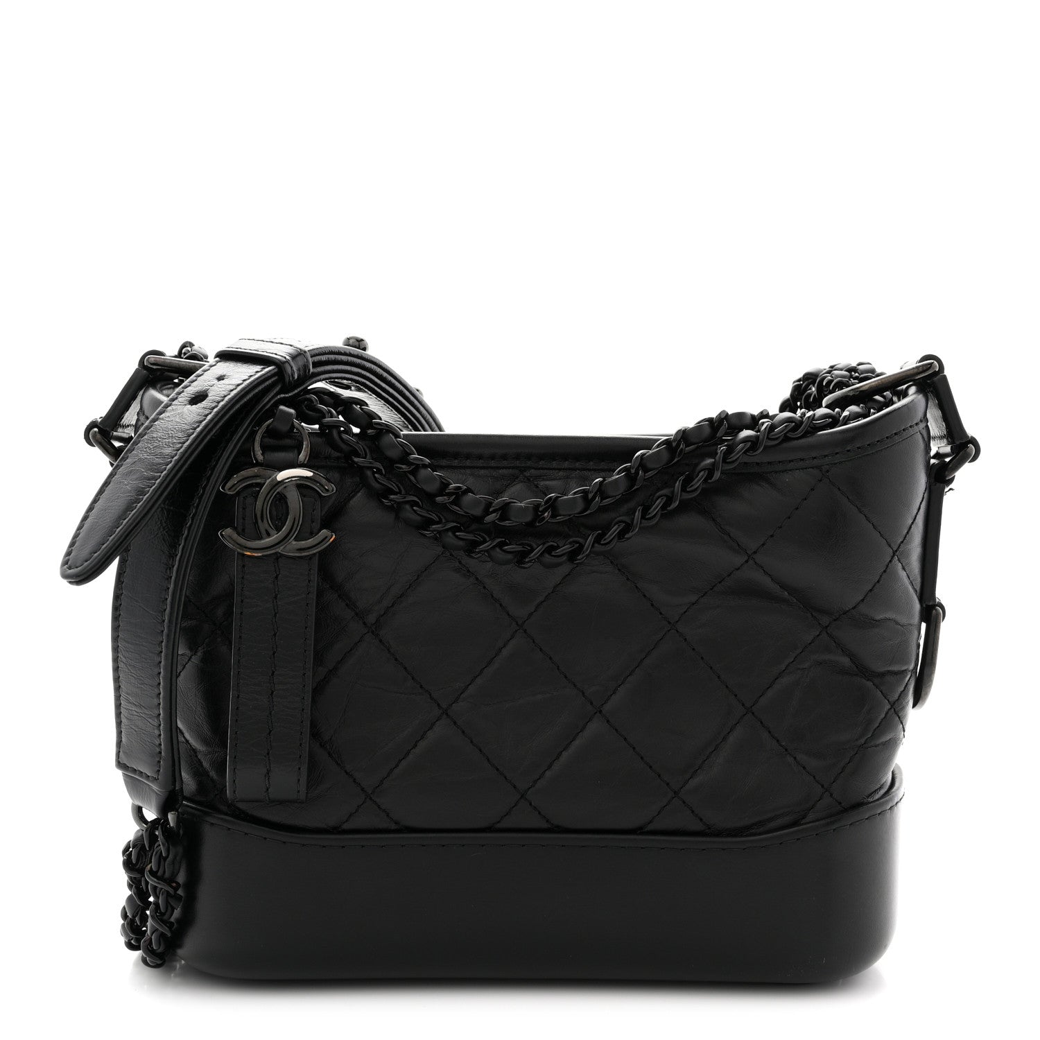 Chanel Aged Calfskin Quilted Small Gabrielle Hobo So Black 1871825
