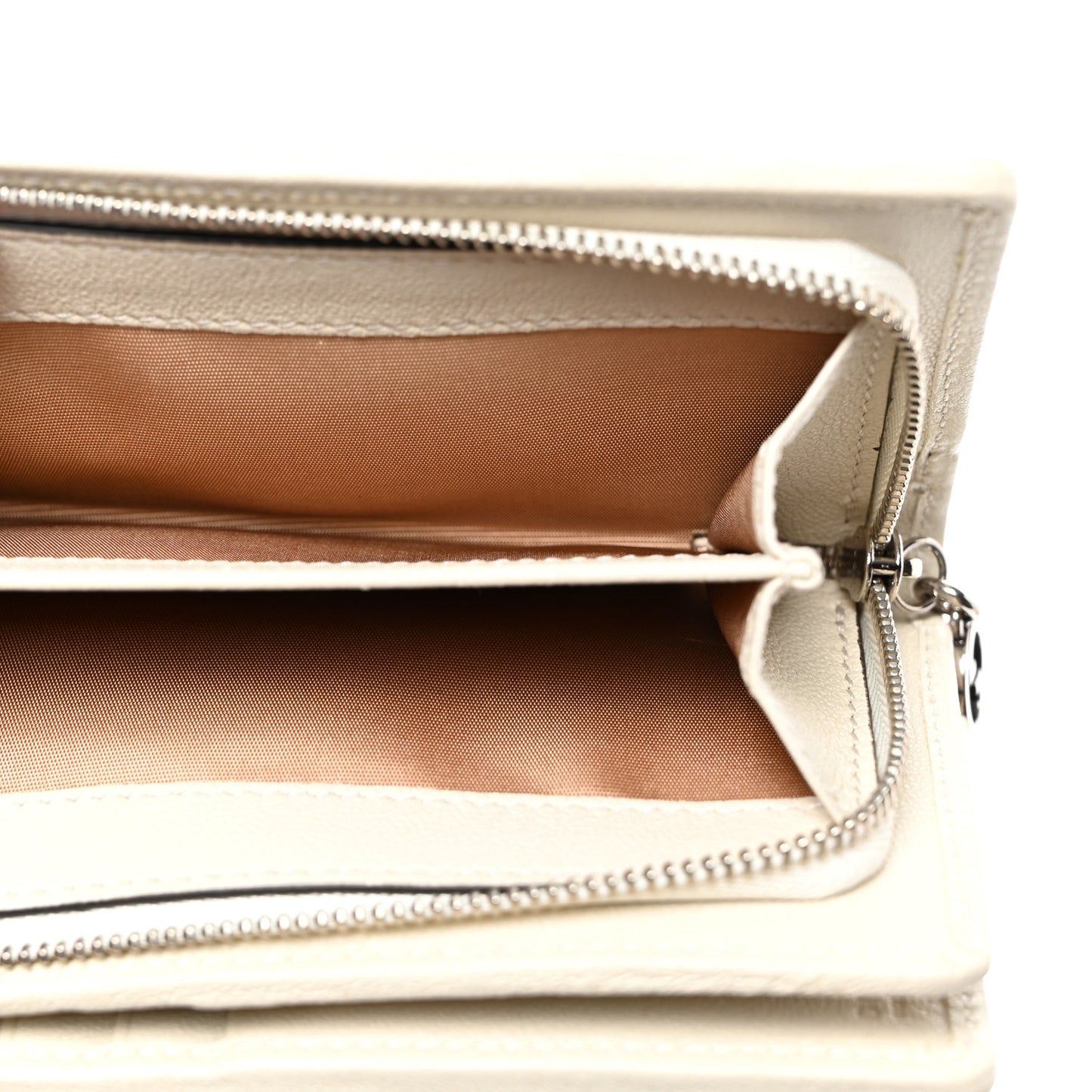 Sakai Be Green Calfskin Diagonal Stitched Blondie Travel Wallet Mystic White