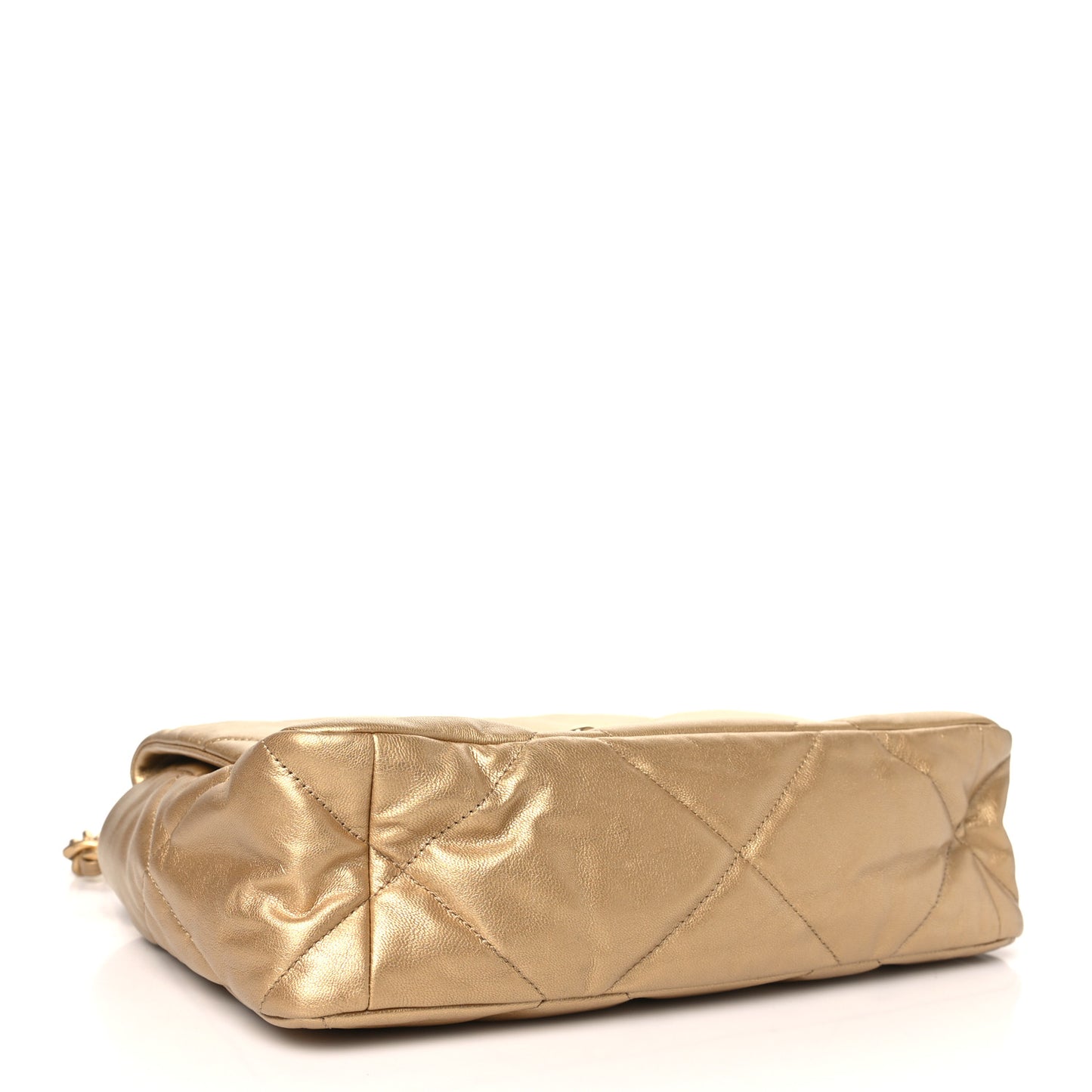 Metallic Goatskin Quilted Large Chanel 19 Flap Gold