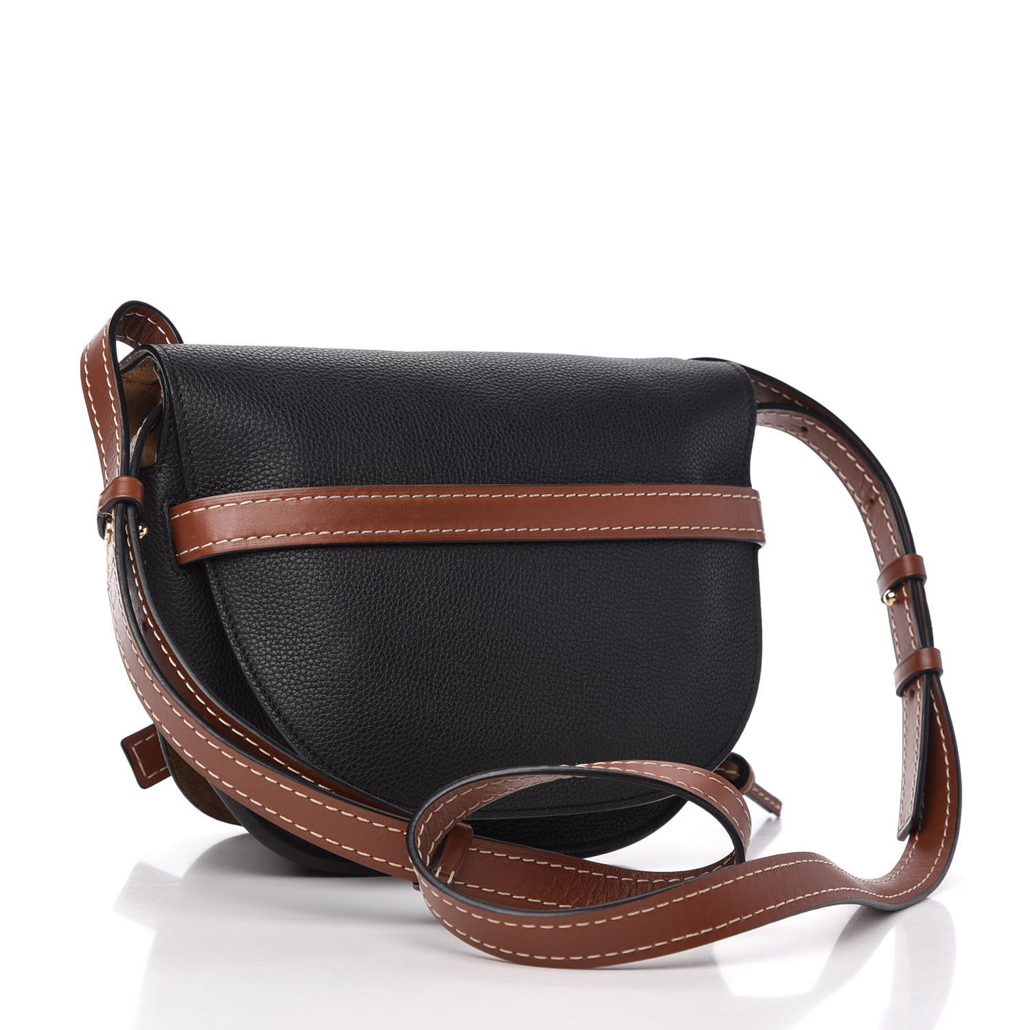 Grained Calfskin Small Gate Crossbody Bag Pecan Black