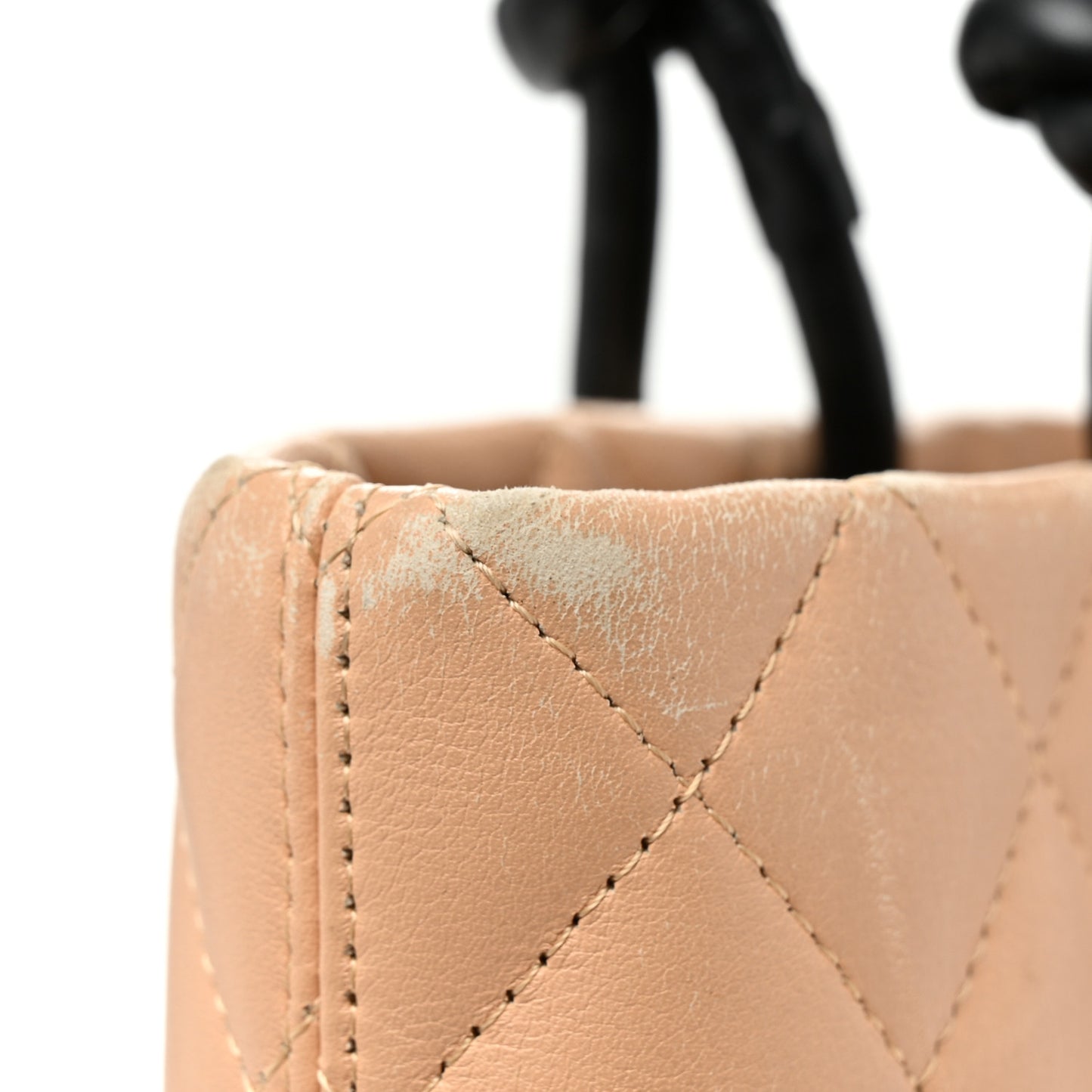 Calfskin Quilted Medium Cambon Tote Beige Black