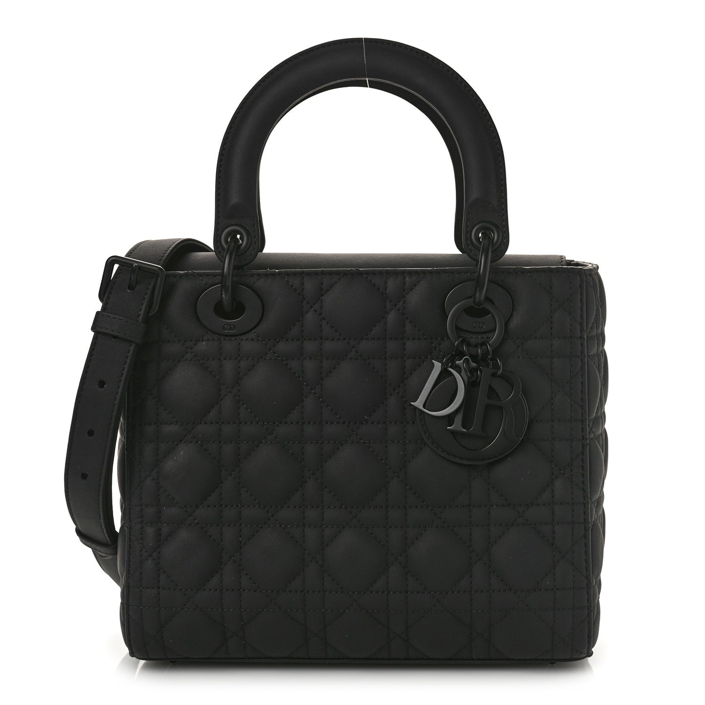 Ultra Matte Calfskin Cannage Medium Lady Dior Black