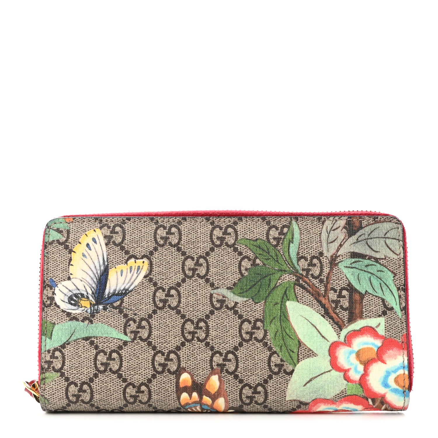 Gucci GG Supreme Monogram Tian Zip Around Wallet Beige Multicolor Red 1 of 15