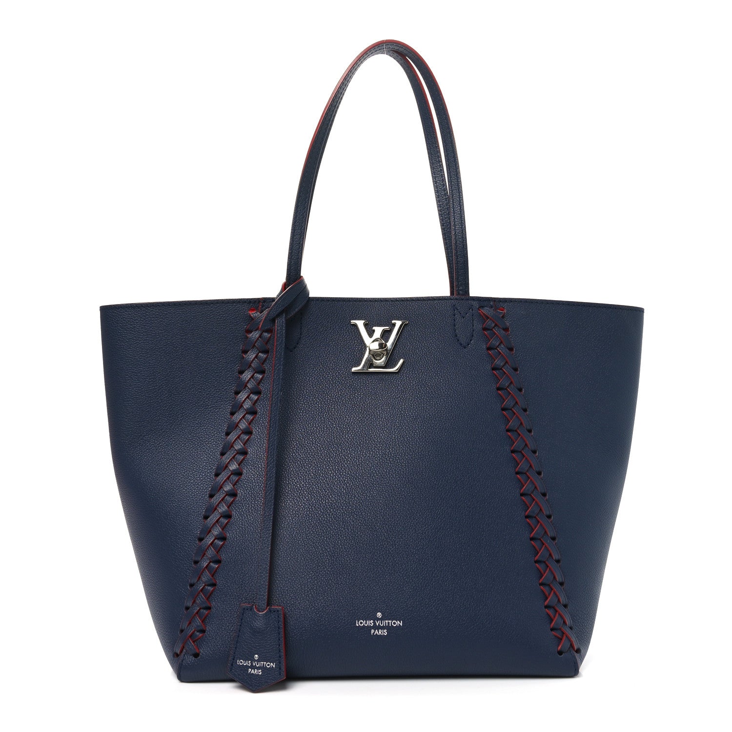 Louis Vuitton Calfskin Braided Lockme Cabas Marine Rouge 1779679