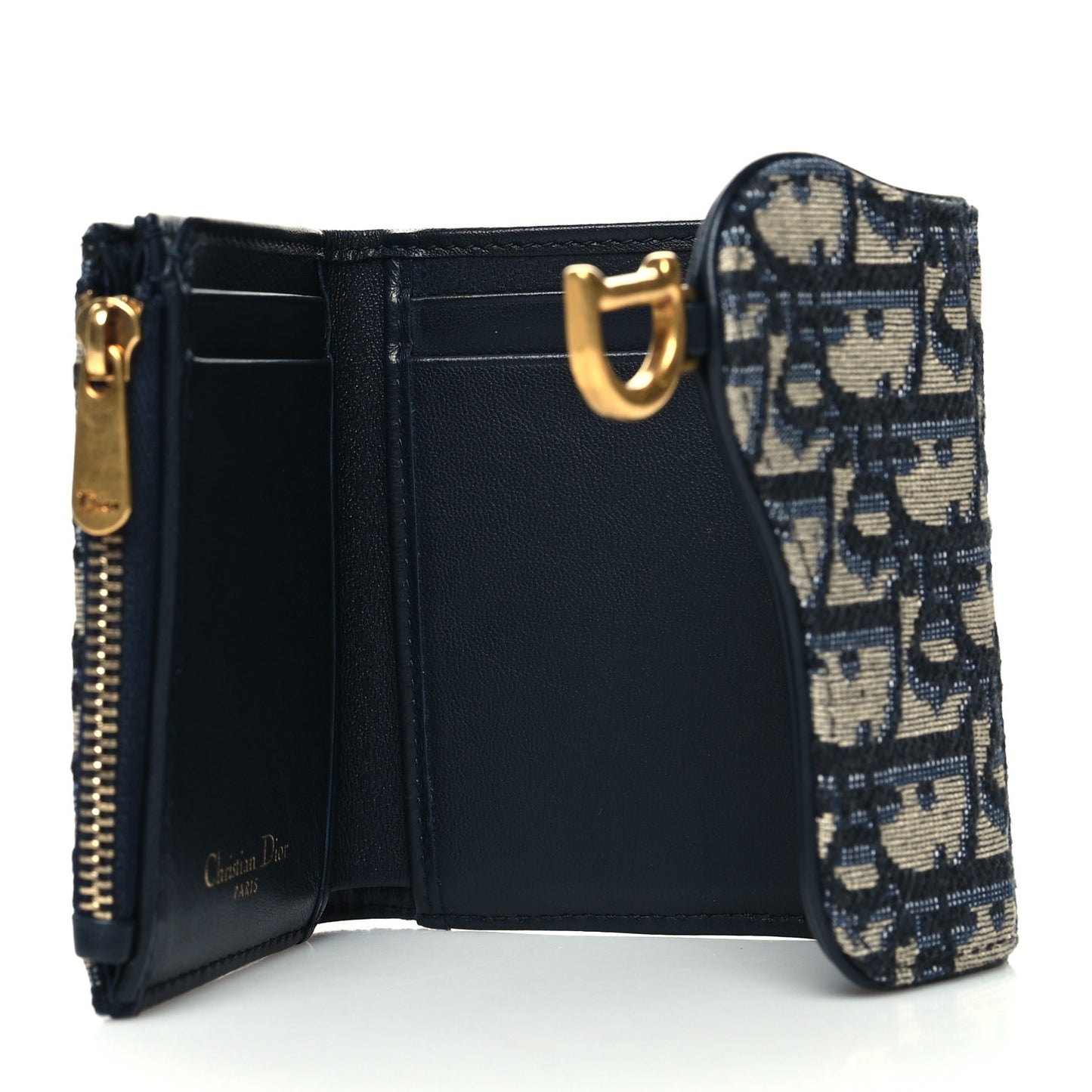 Oblique Saddle Lotus Wallet Blue