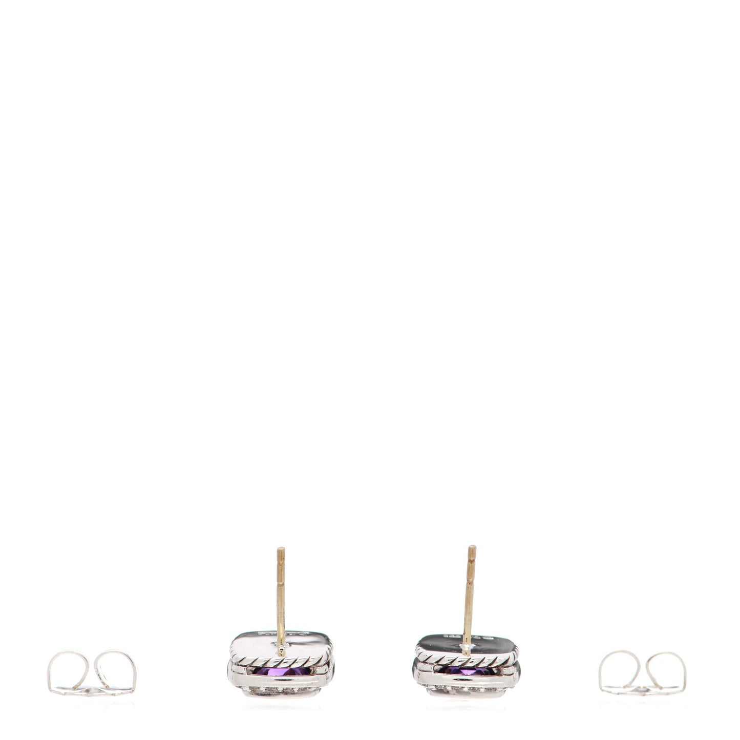 Sterling Silver Diamond Amethyst 7mm Albion Earrings