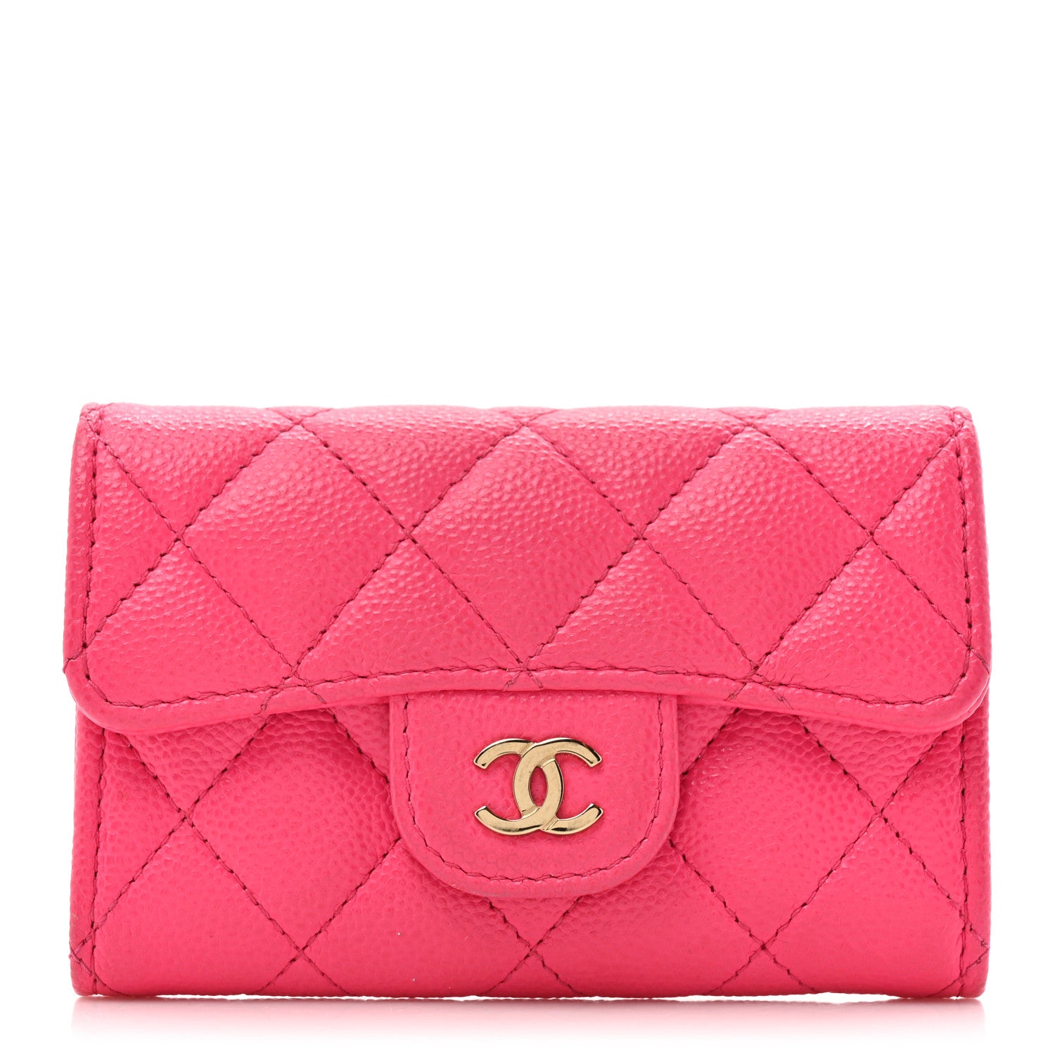 Chanel Caviar Quilted Flap Card Holder Wallet Fuchsia 1857772