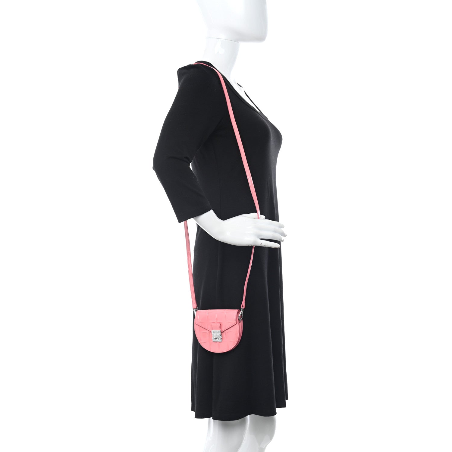MCM Diamond Patent Patricia Round Crossbody Bag Salmon Rose 2 of 8